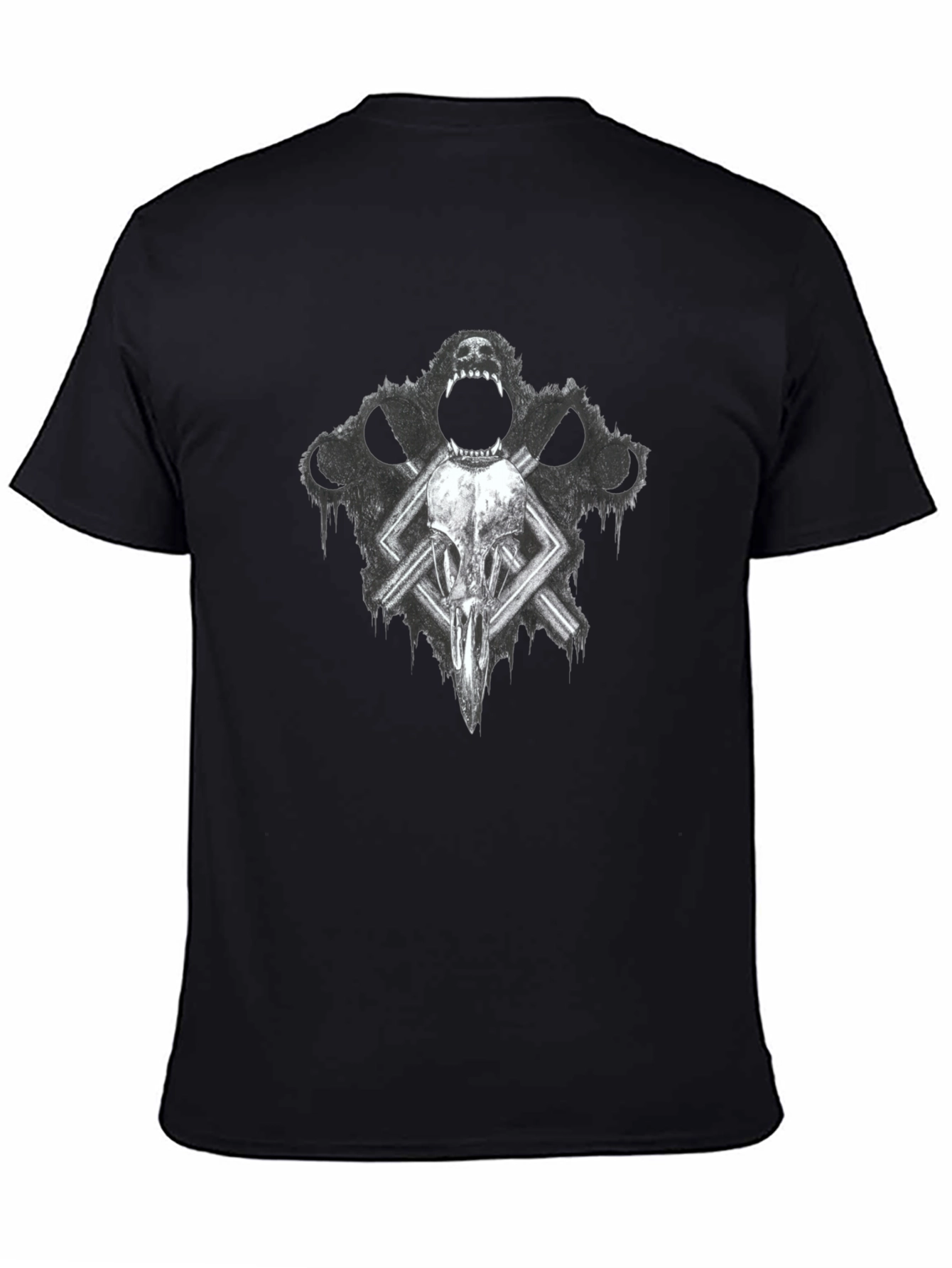 Gothic Skull & Wolf T-Shirt - Dark Graphic Tee