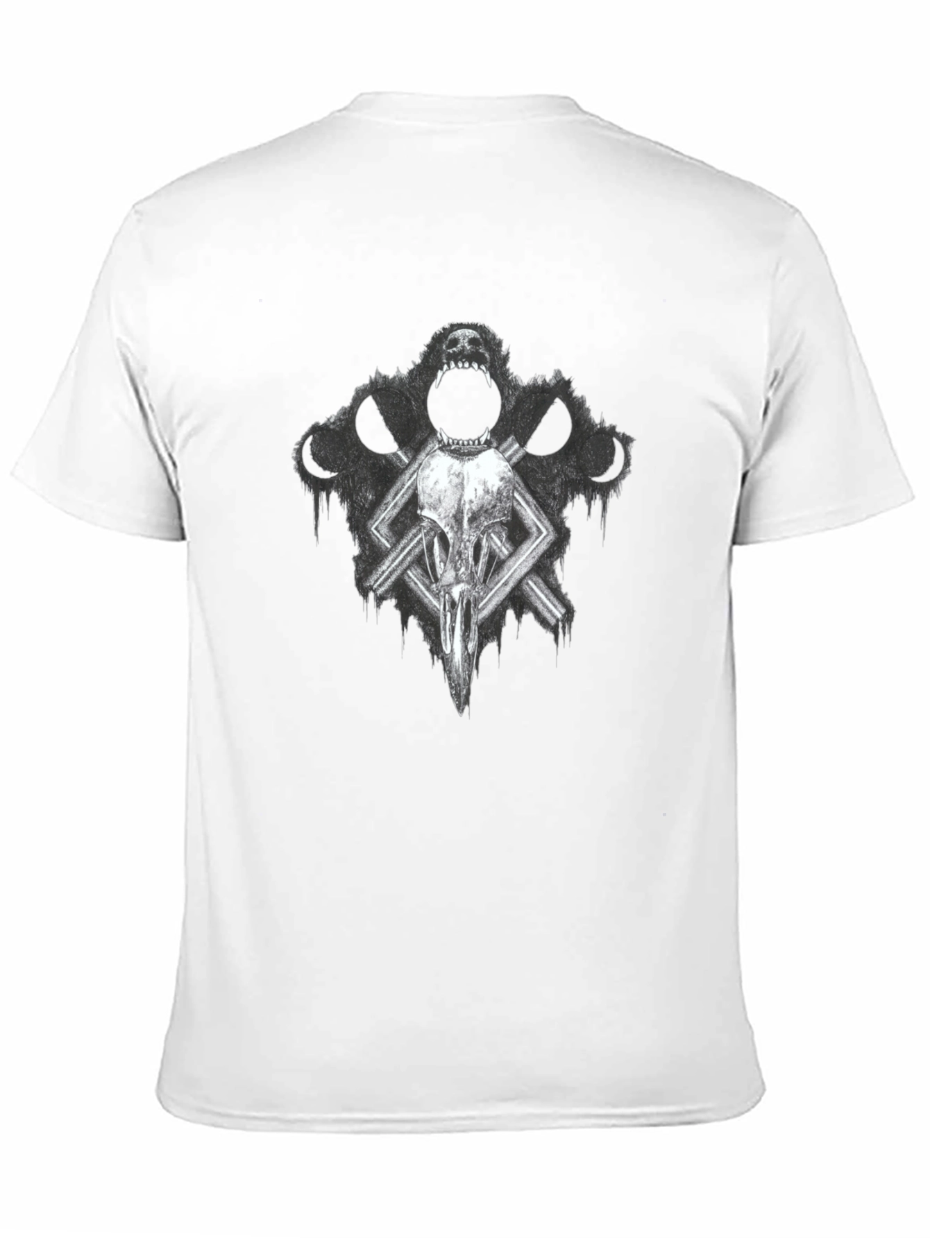 Gothic Skull & Wolf T-Shirt - Dark Graphic Tee