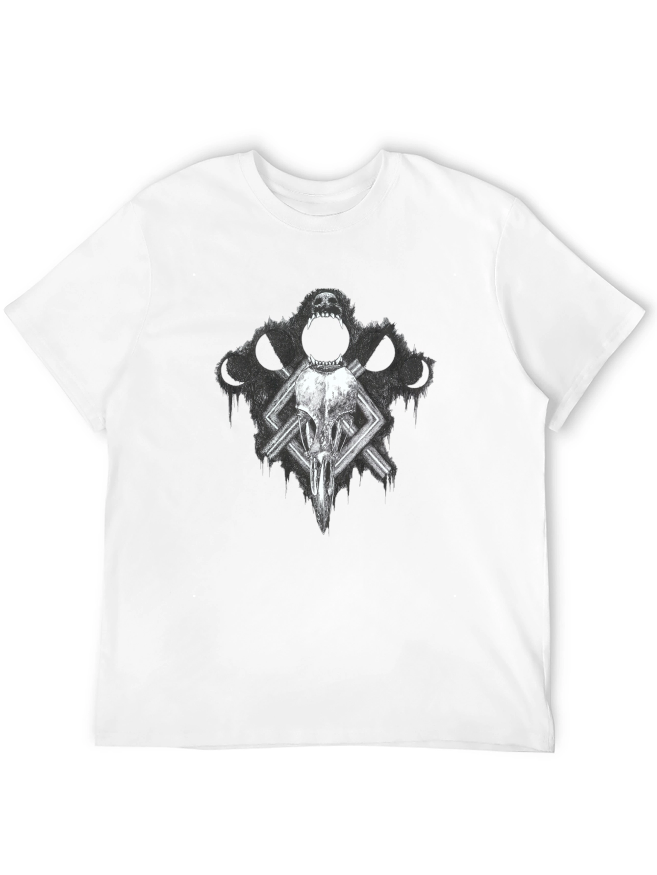 Gothic Skull & Wolf T-Shirt - Dark Graphic Tee