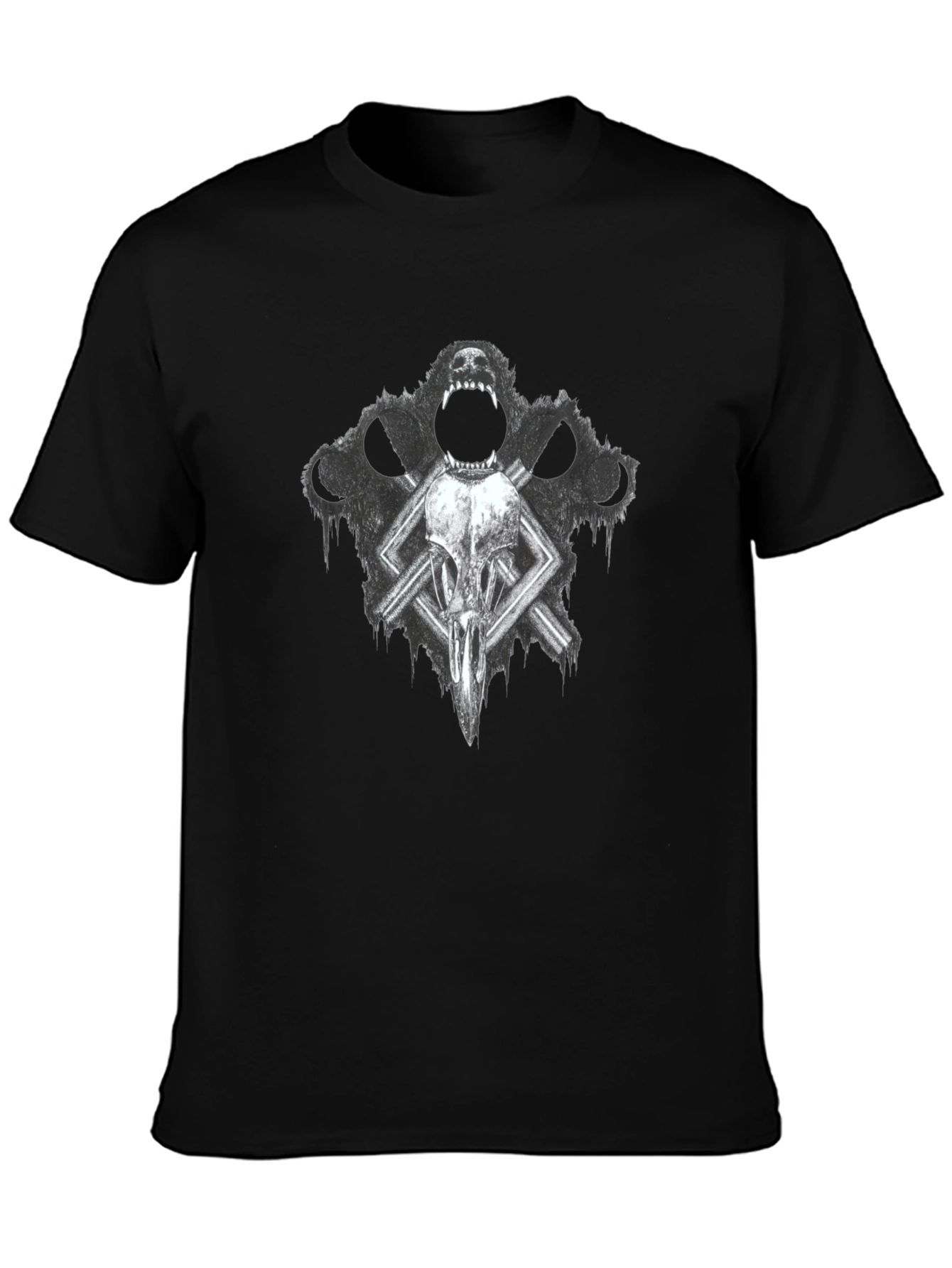 Gothic Skull & Wolf T-Shirt - Dark Graphic Tee