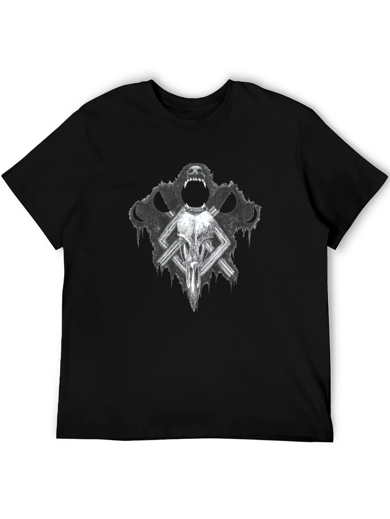 Gothic Skull & Wolf T-Shirt - Dark Graphic Tee