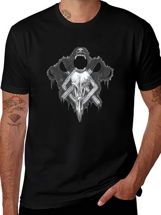 Gothic Skull & Wolf T-Shirt - Dark Graphic Tee