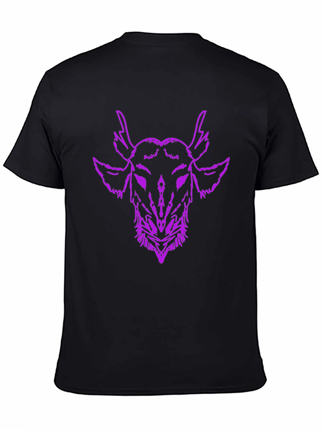 Mens Black T-Shirt with Purple Goat Head Graphic
