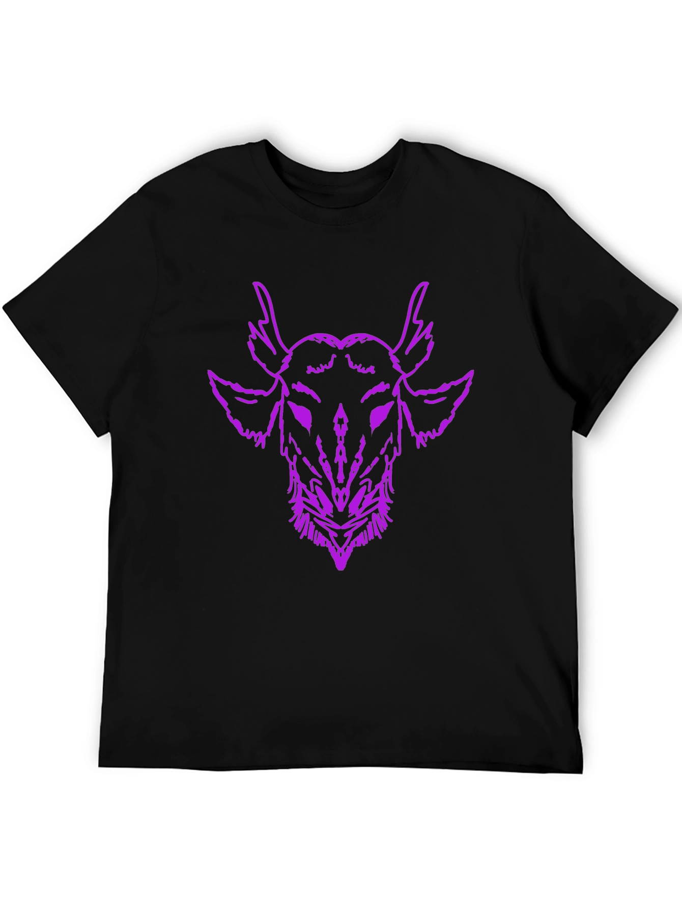 Mens Black T-Shirt with Purple Goat Head Graphic
