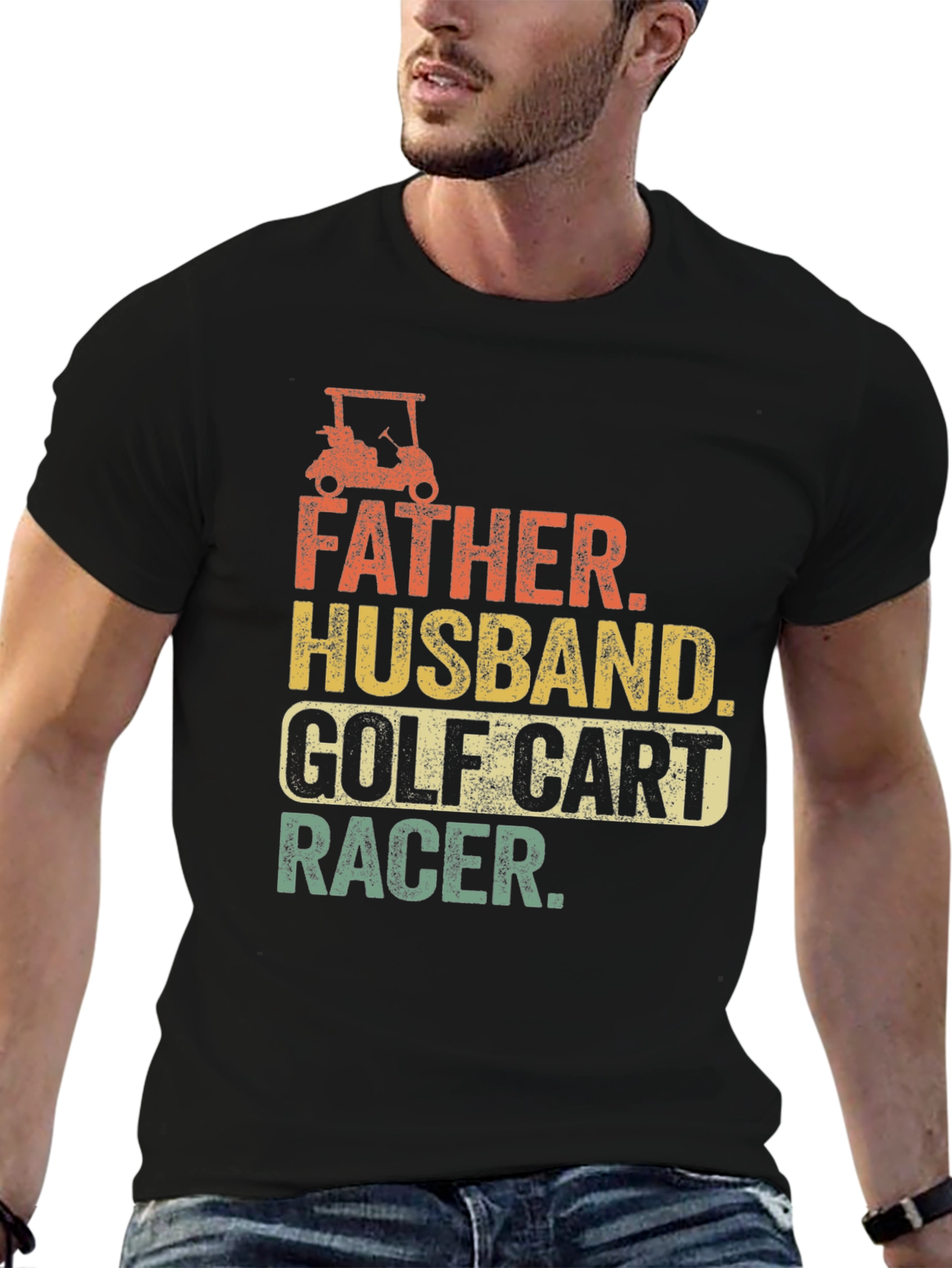 Father Husband Golf Cart Racer Graphic Tee