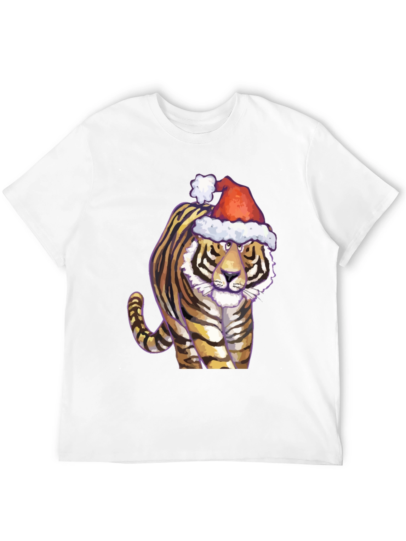 Festive Tiger Graphic Tee - Black Cotton Shirt