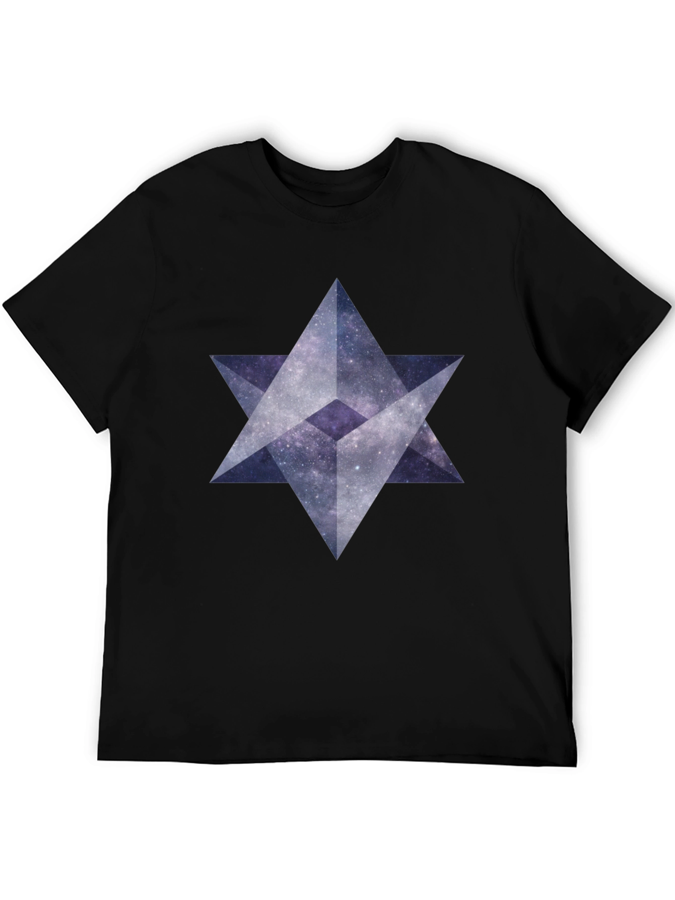 Geometric Star Galaxy Print Black T-Shirt