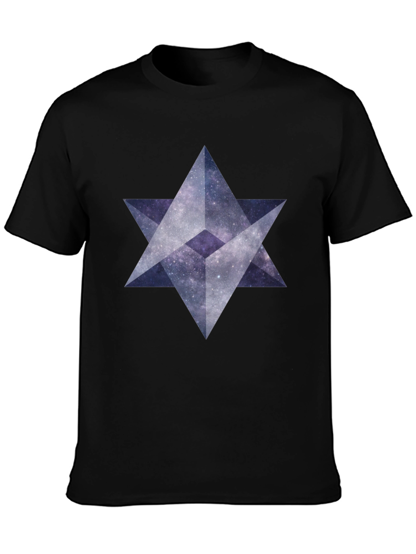Geometric Star Galaxy Print Black T-Shirt