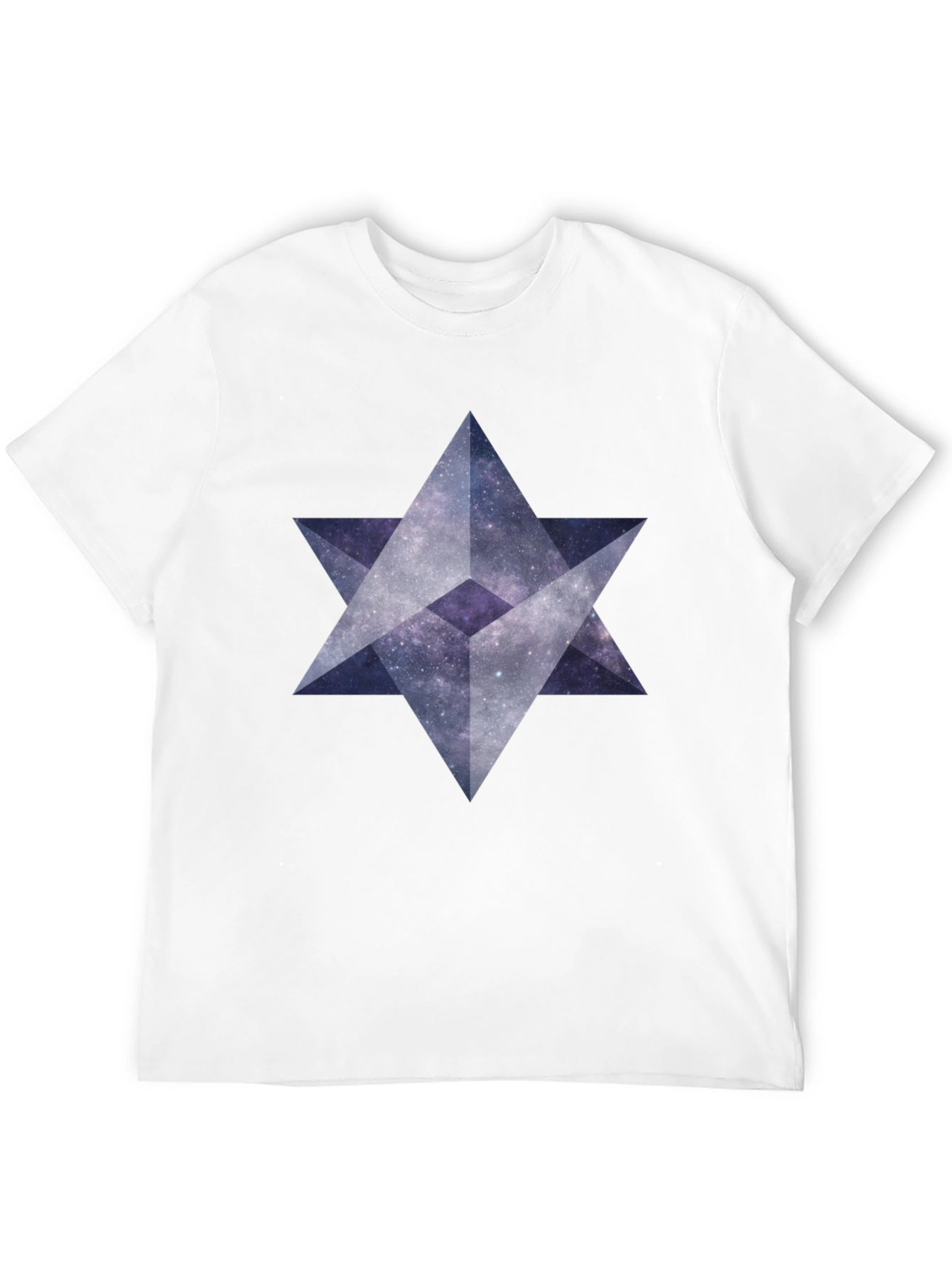 Geometric Star Galaxy Print Black T-Shirt