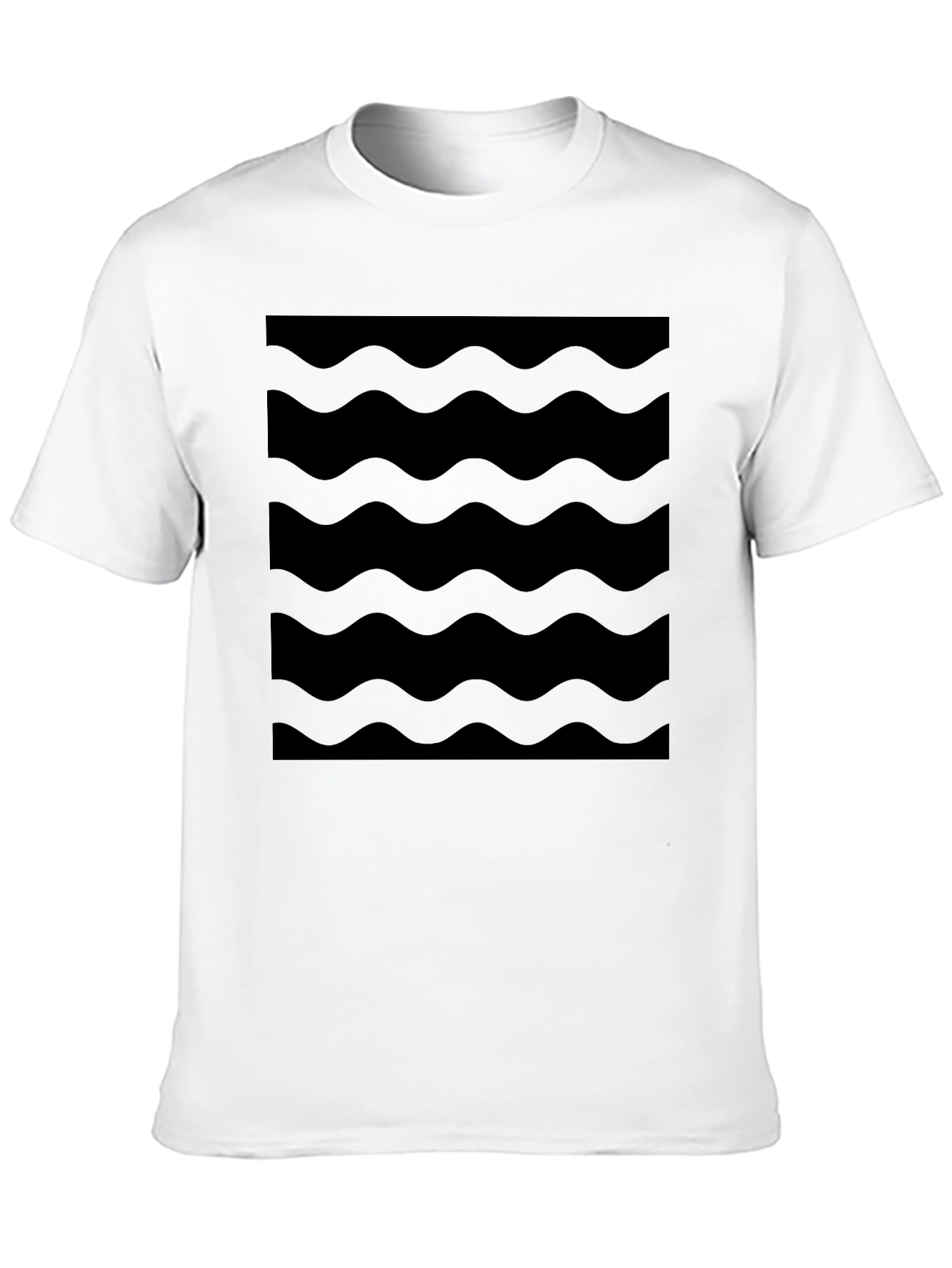 Modern Black Wave Pattern T-Shirt