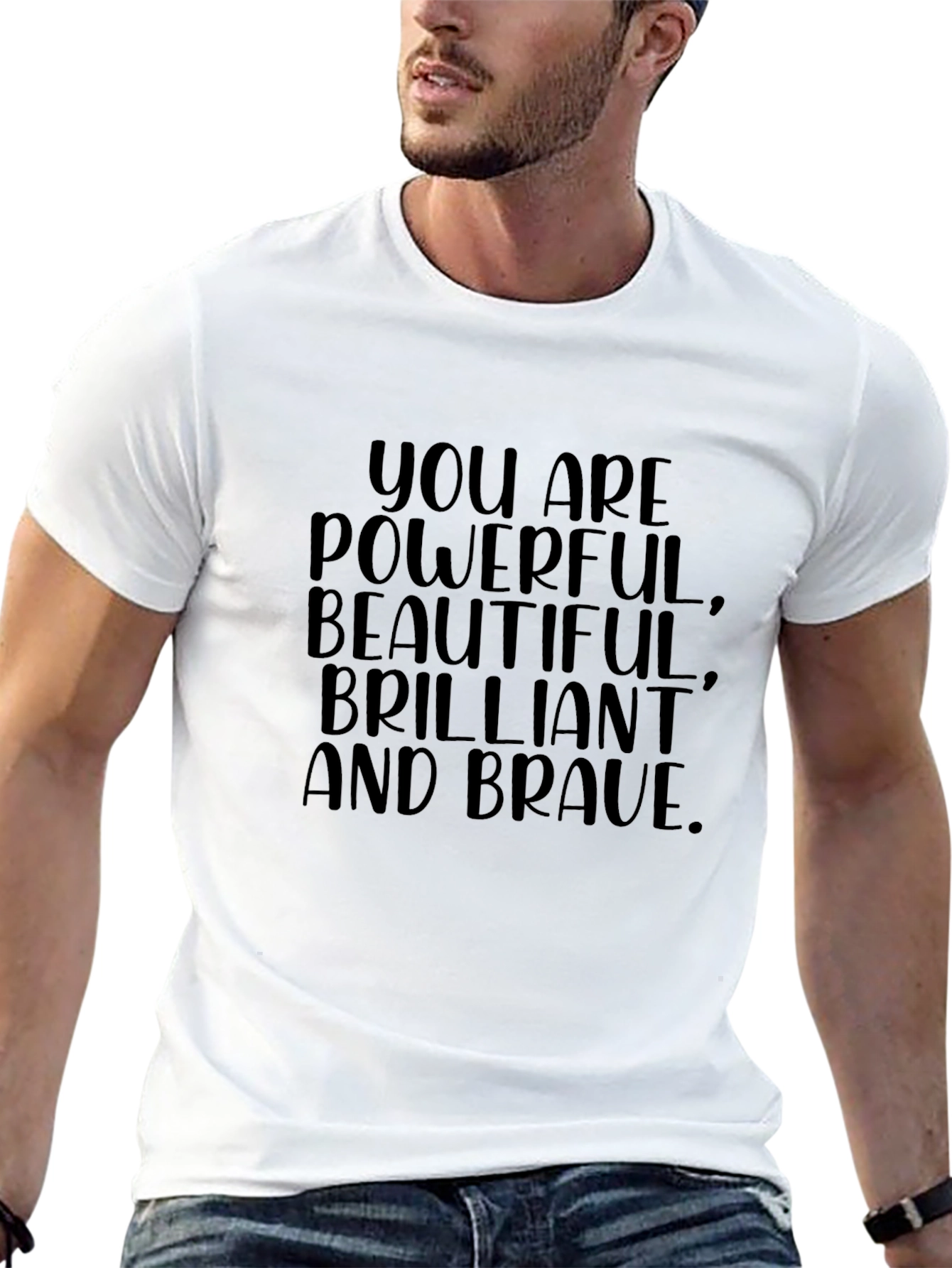 Empowering Womens Black T-Shirt: Powerful Brilliant Brave