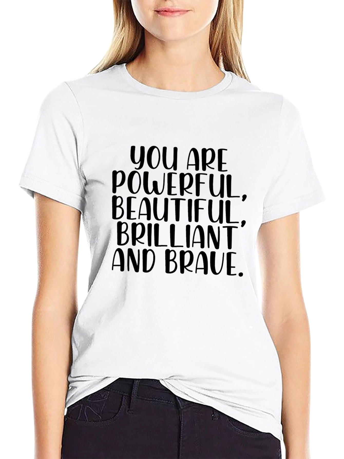 Empowering Womens Black T-Shirt: Powerful Brilliant Brave