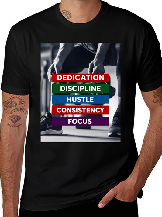 Motivational Gym T-Shirt: Dedication Discipline Hustle