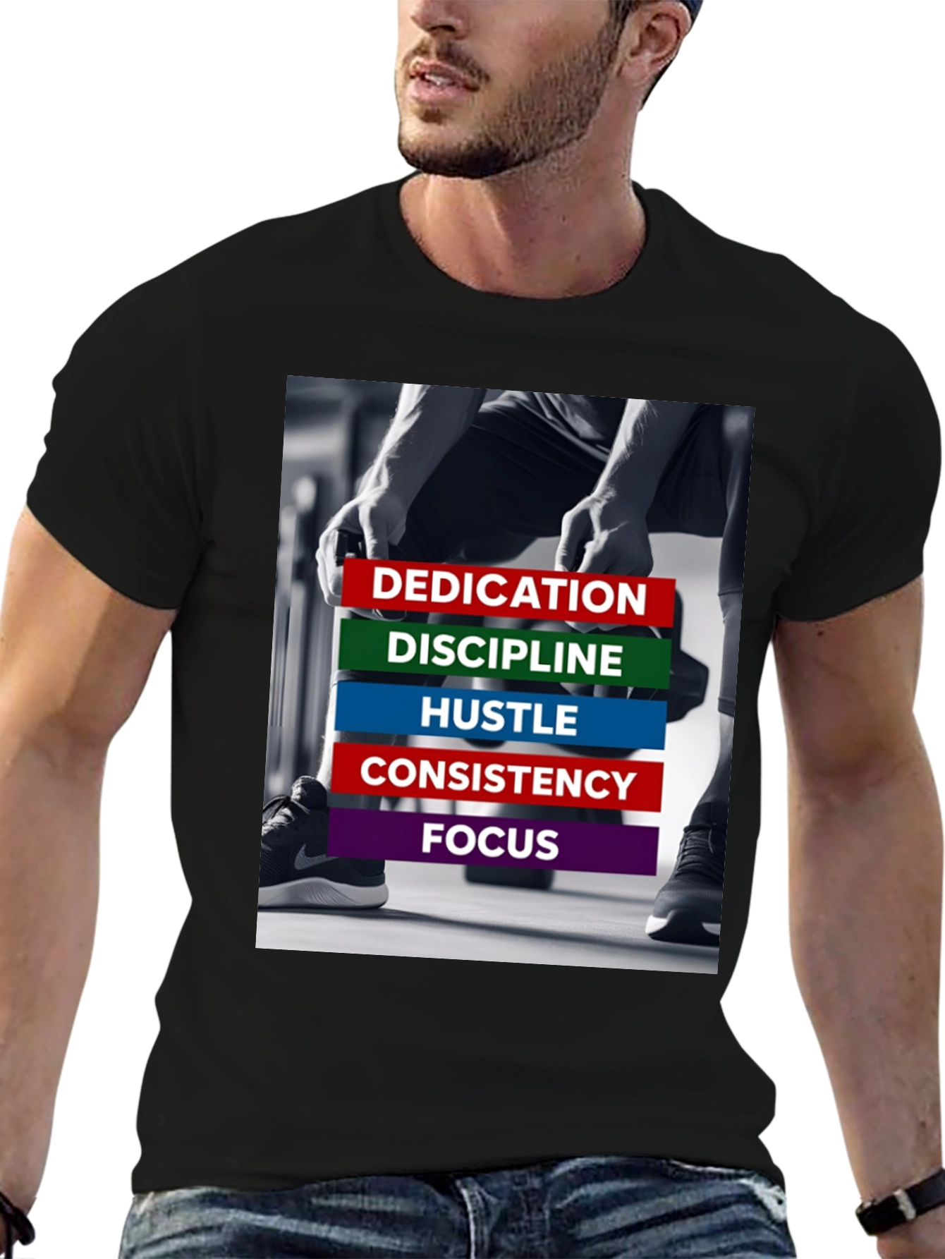 Motivational Gym T-Shirt: Dedication Discipline Hustle