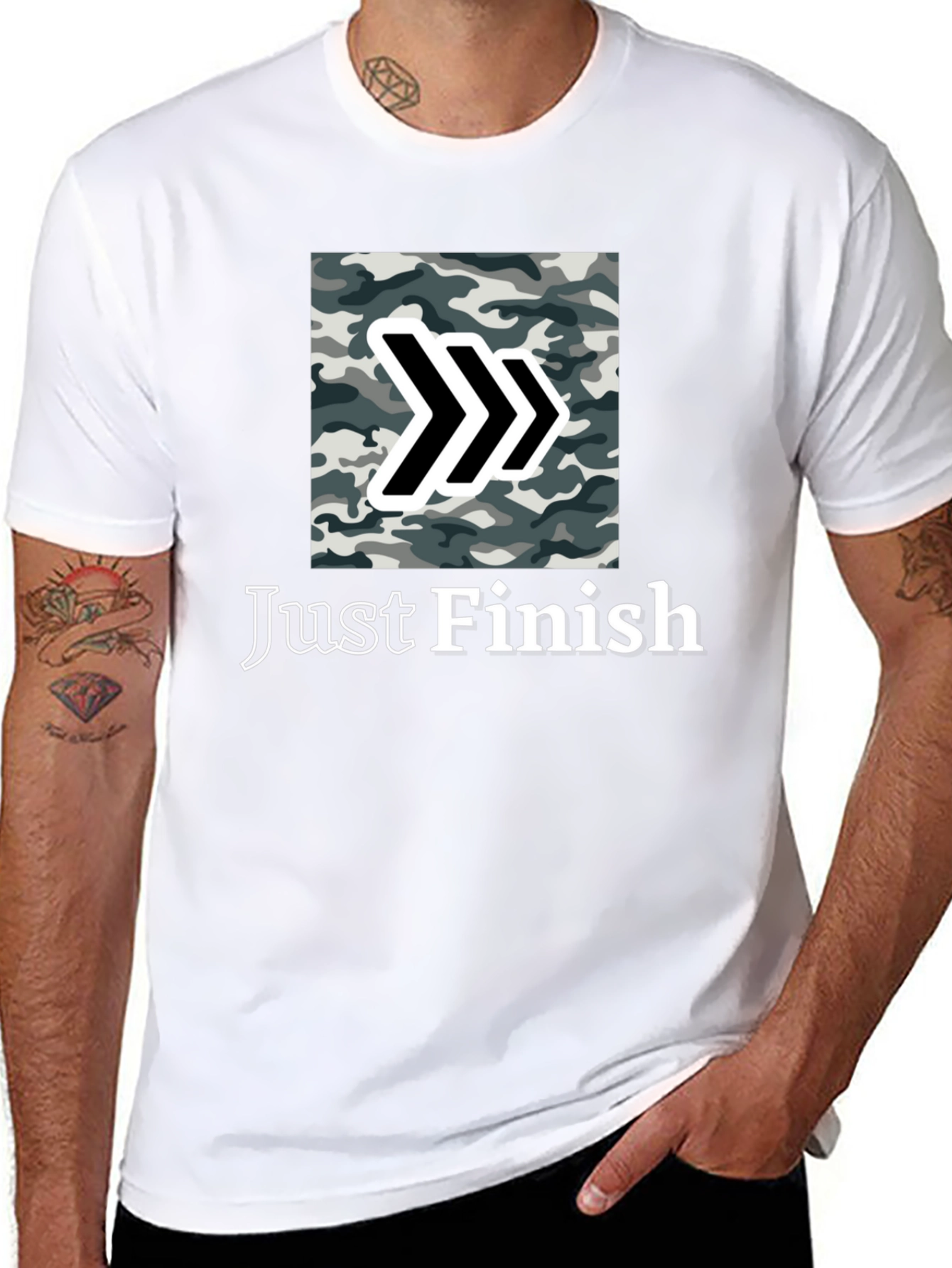 Just Finish Camo Arrow Black T-Shirt