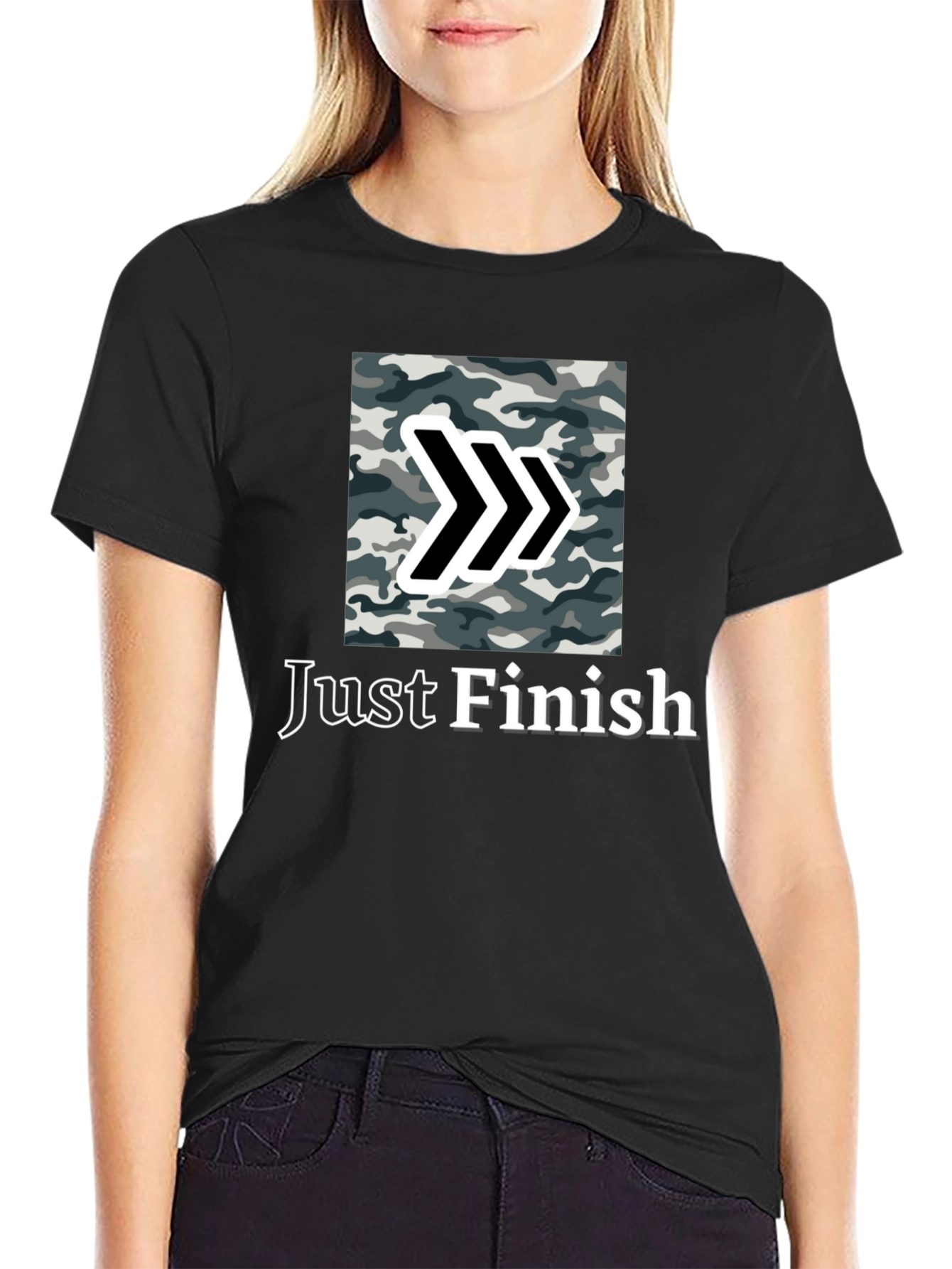 Just Finish Camo Arrow Black T-Shirt