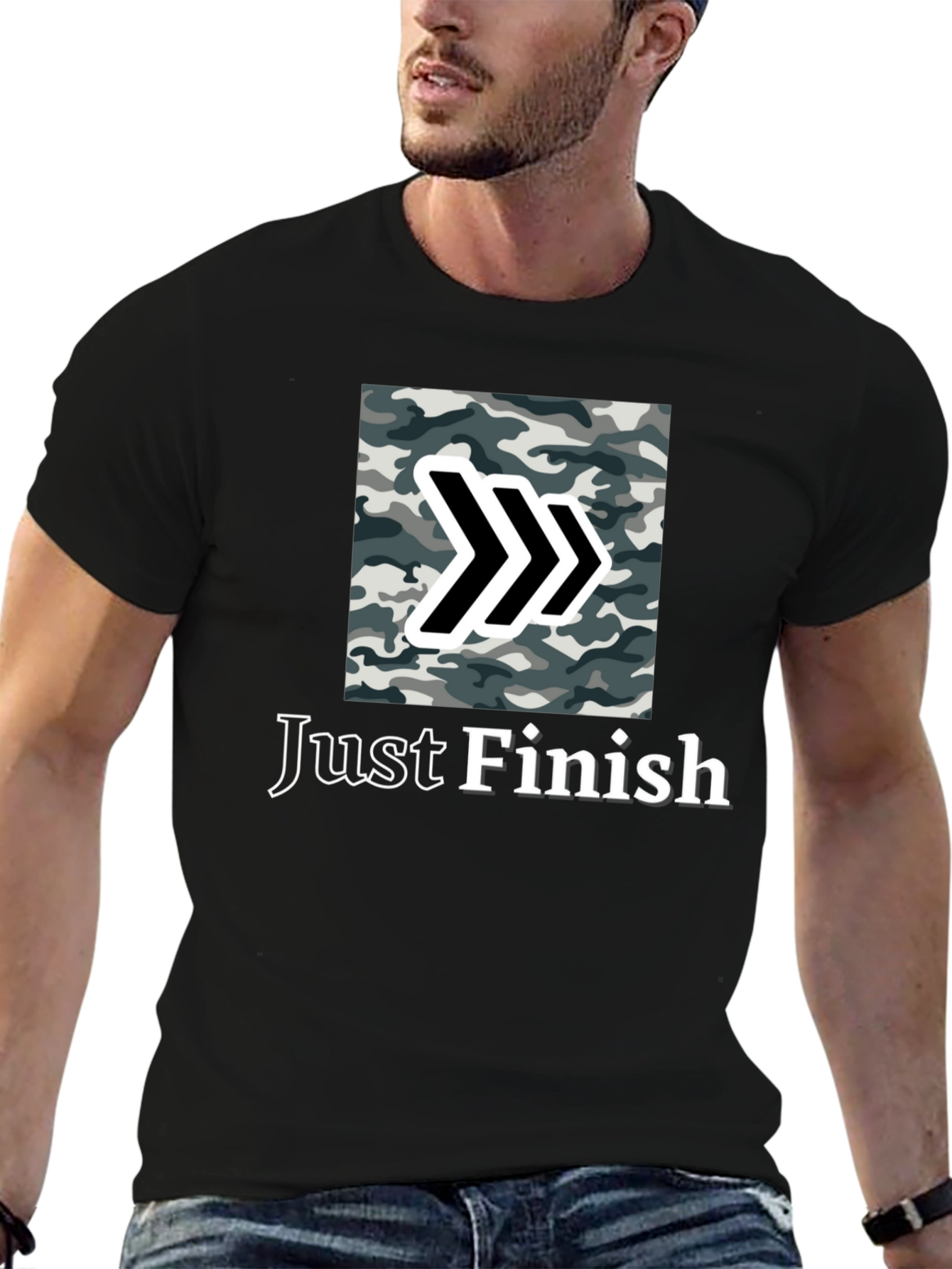 Just Finish Camo Arrow Black T-Shirt