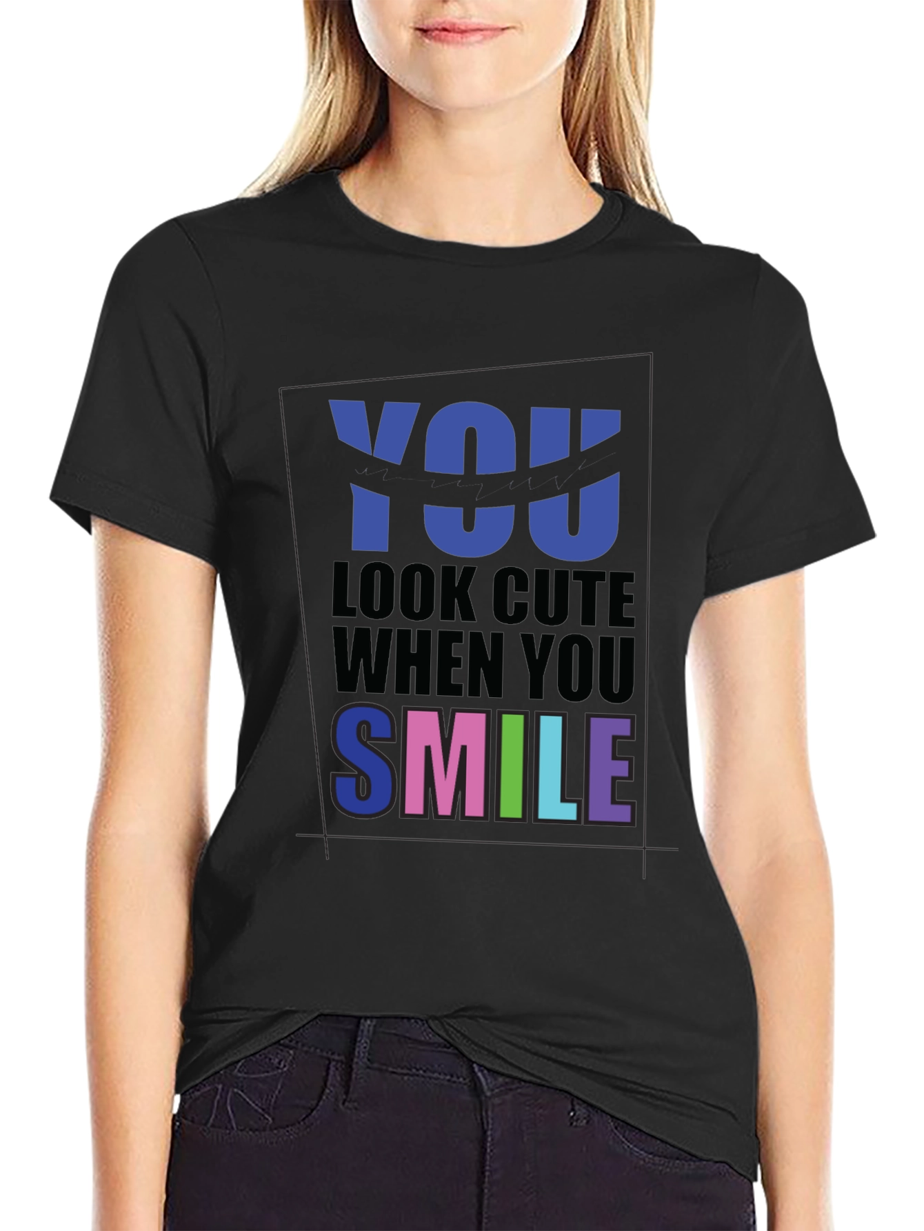 Cute Smile Graphic T-Shirt - Soft Cotton Blend