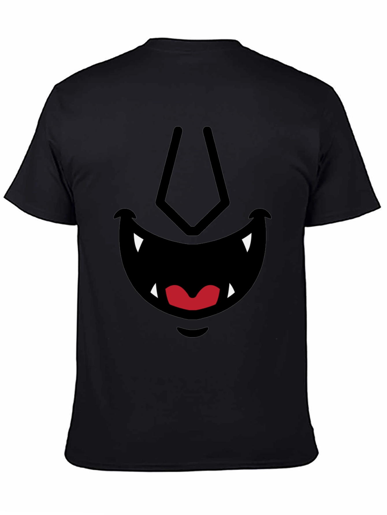 Cartoon Monster Face Graphic Tee - Black
