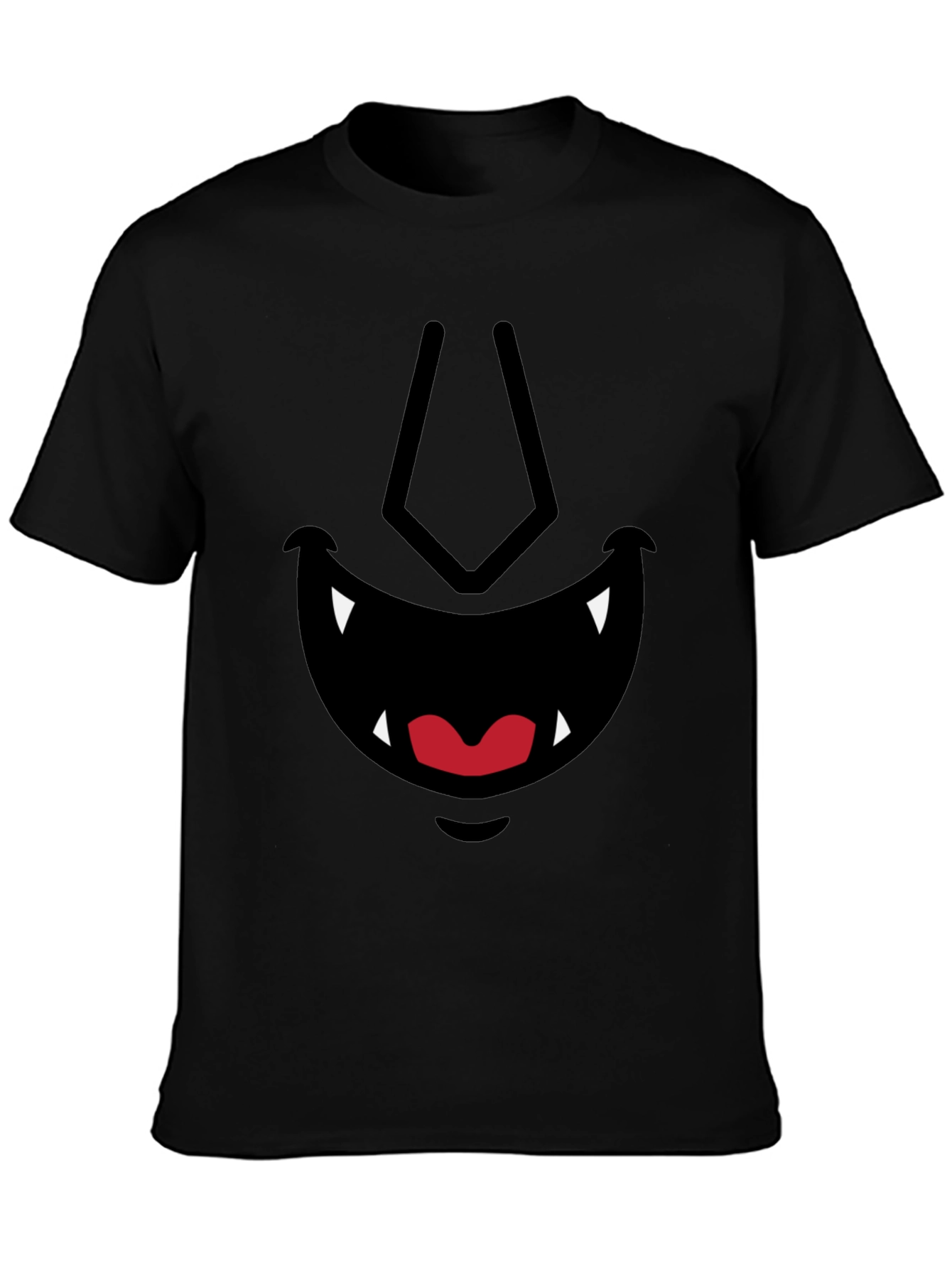Cartoon Monster Face Graphic Tee - Black