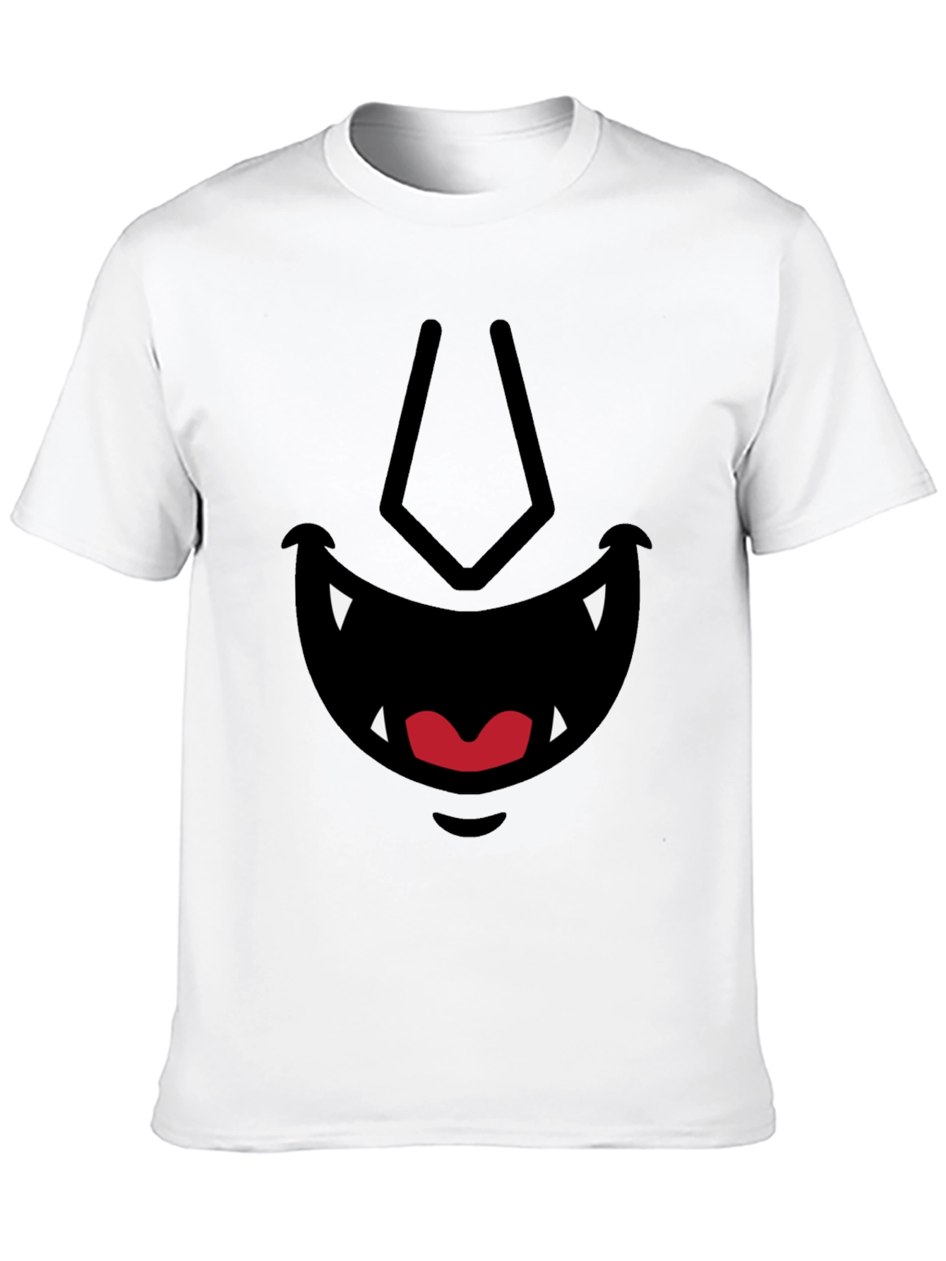 Cartoon Monster Face Graphic Tee - Black