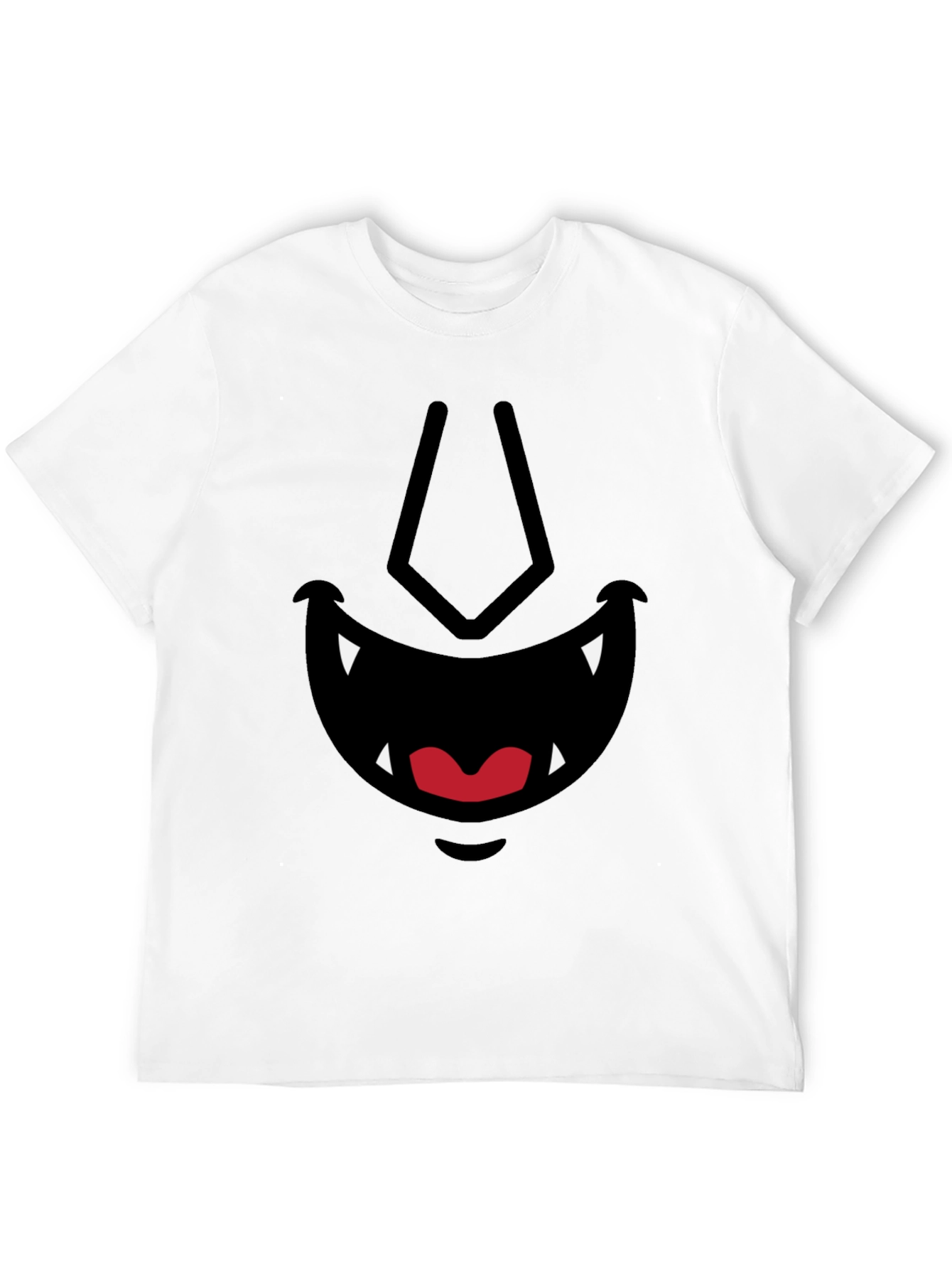 Cartoon Monster Face Graphic Tee - Black