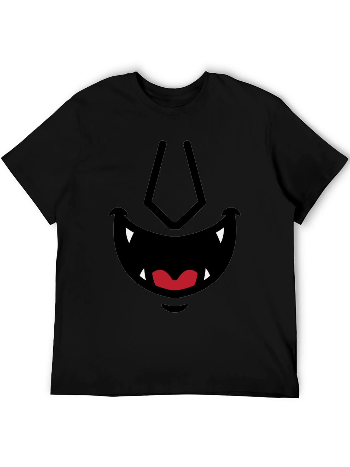 Cartoon Monster Face Graphic Tee - Black
