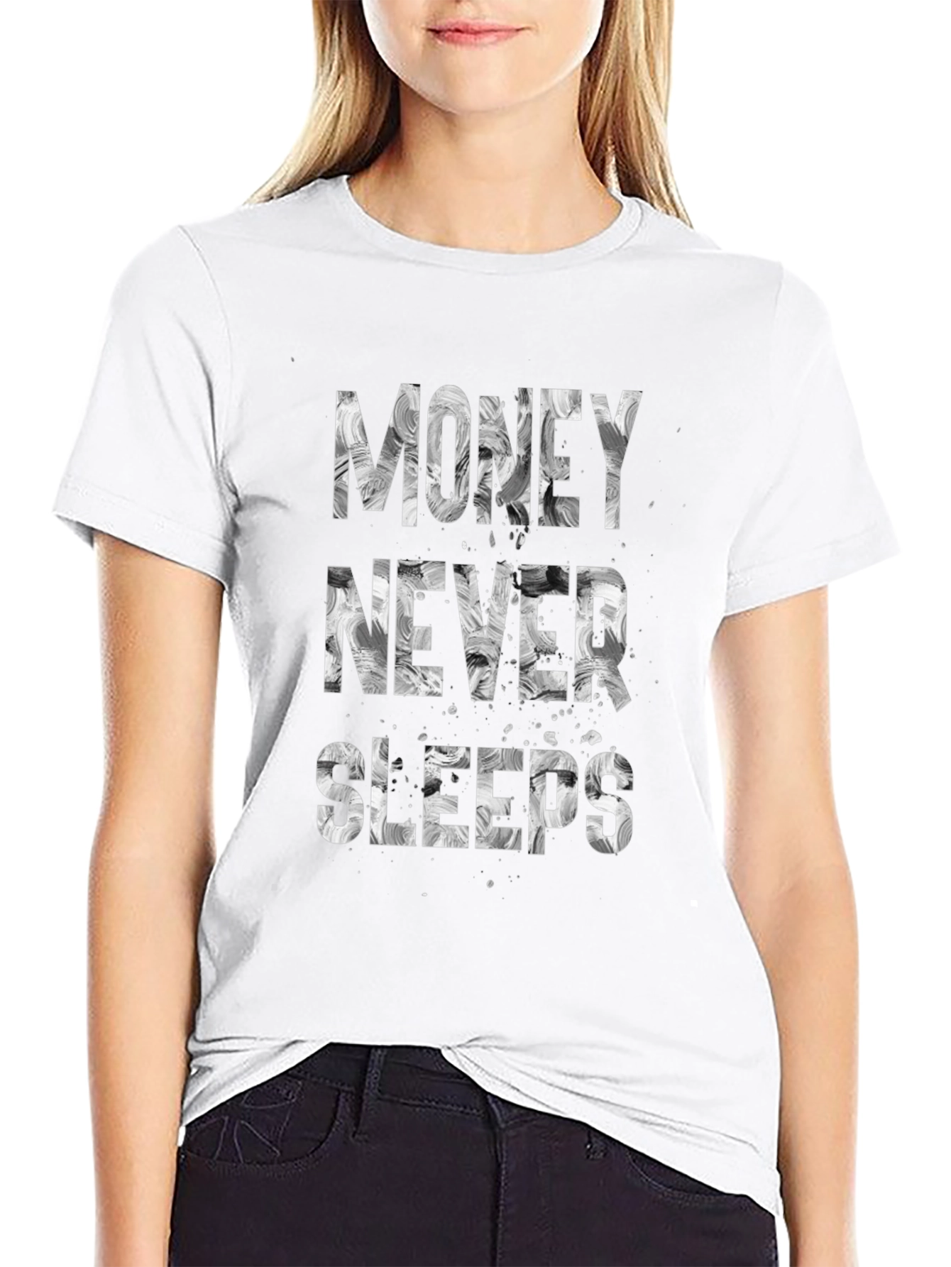 Money Never Sleeps Graphic Tee - Black