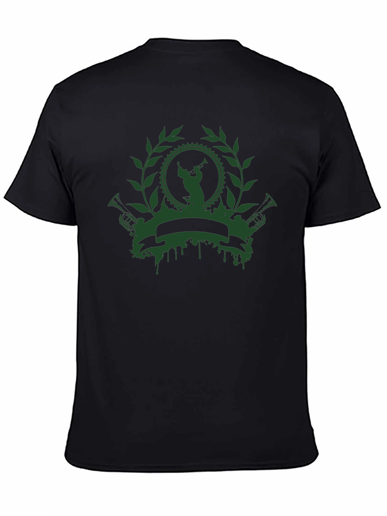 Green Musician Crest Black T-Shirt