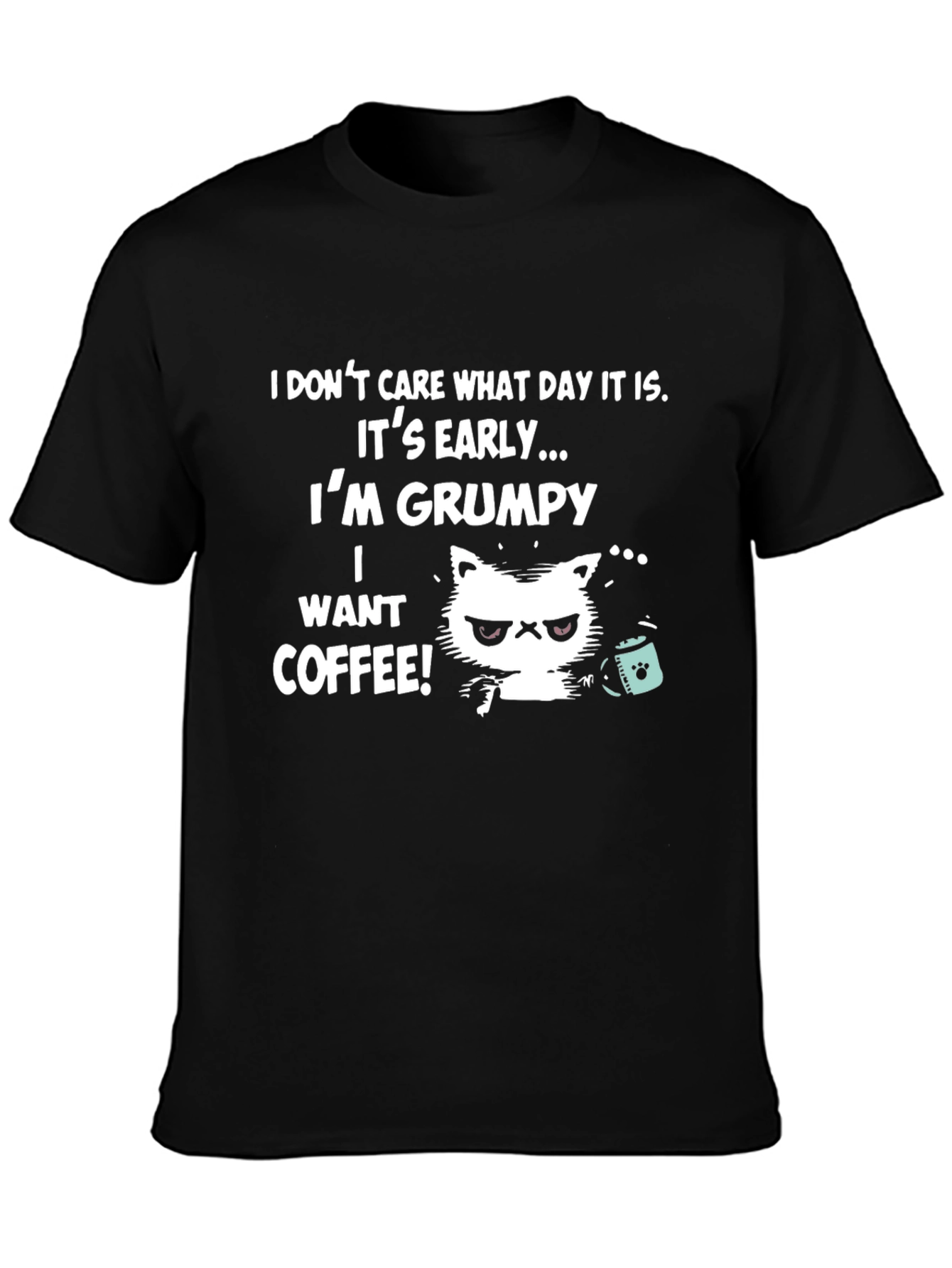 Grumpy Cat Coffee T-Shirt - Funny Novelty Tee