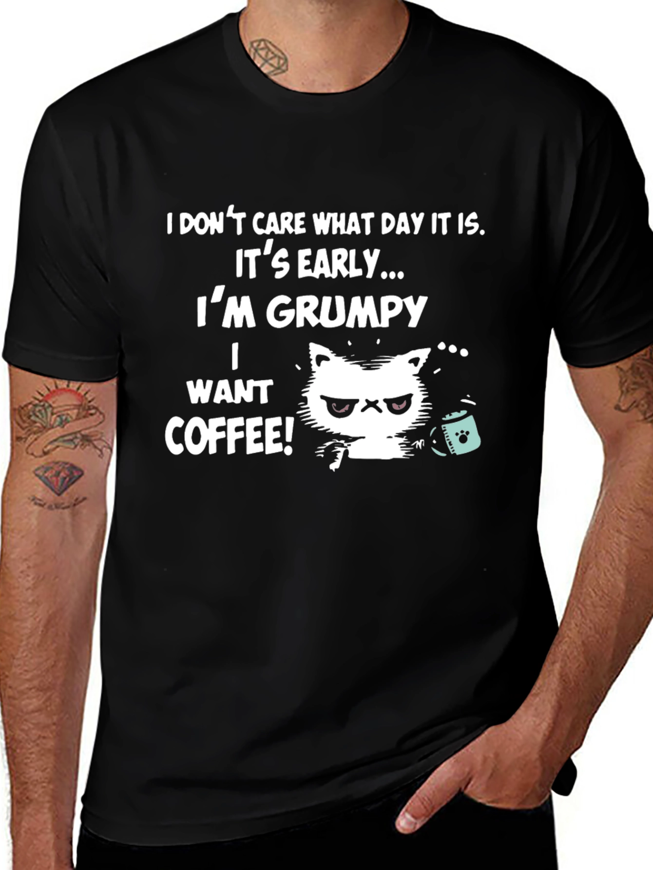 Grumpy Cat Coffee T-Shirt - Funny Novelty Tee