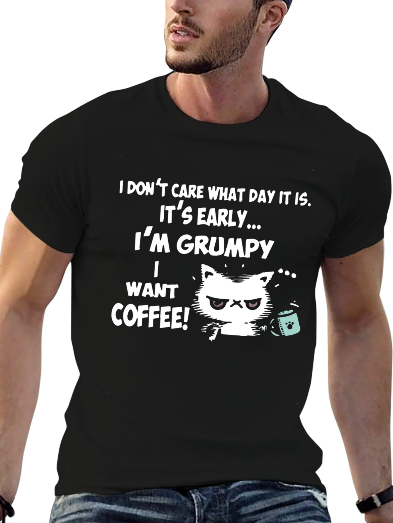 Grumpy Cat Coffee T-Shirt - Funny Novelty Tee