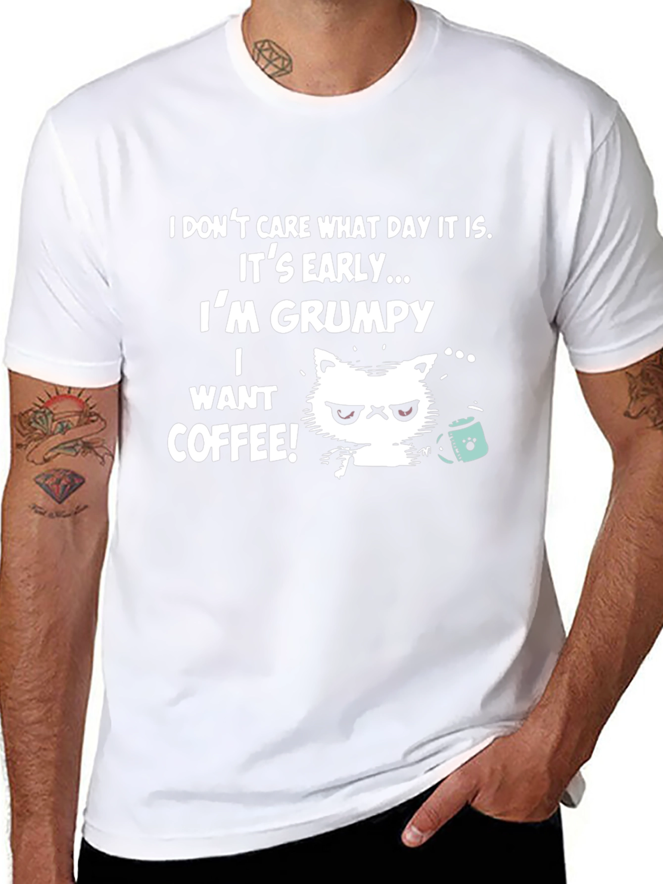 Grumpy Cat Coffee T-Shirt - Funny Novelty Tee