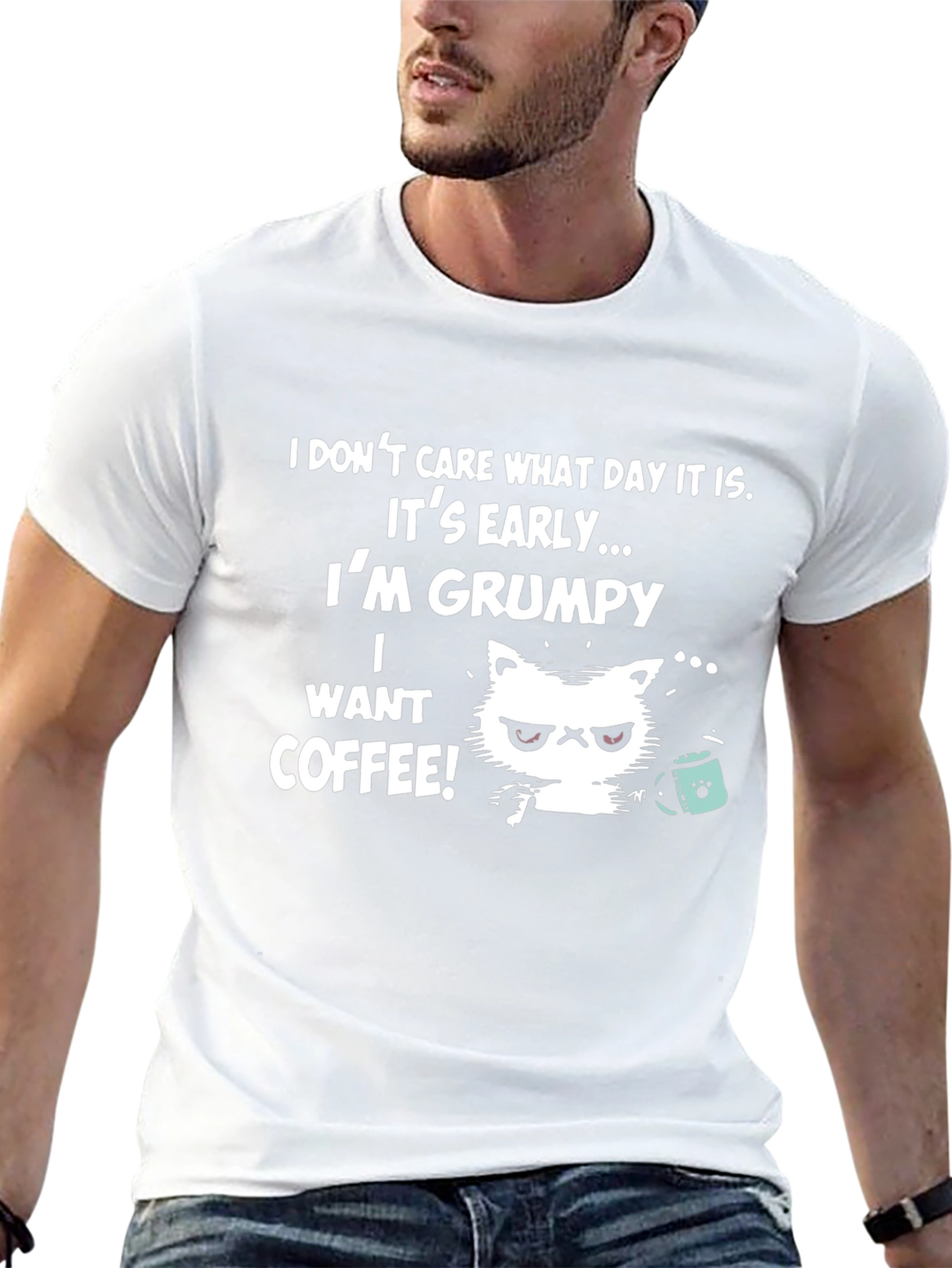 Grumpy Cat Coffee T-Shirt - Funny Novelty Tee