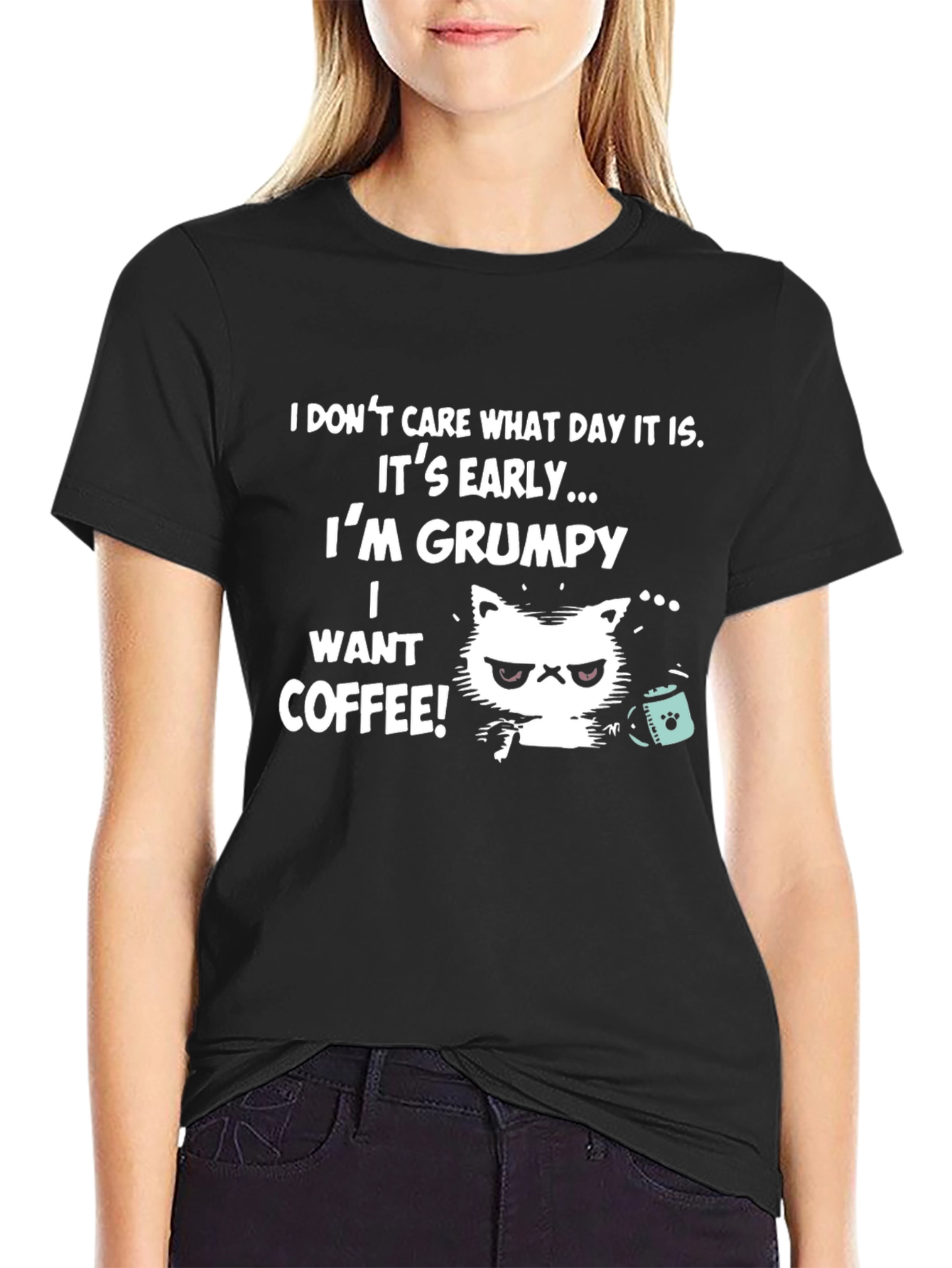 Grumpy Cat Coffee T-Shirt - Funny Novelty Tee