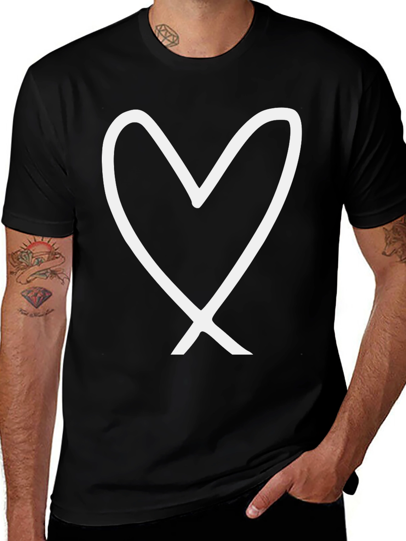 Heart Outline Black Graphic Tee