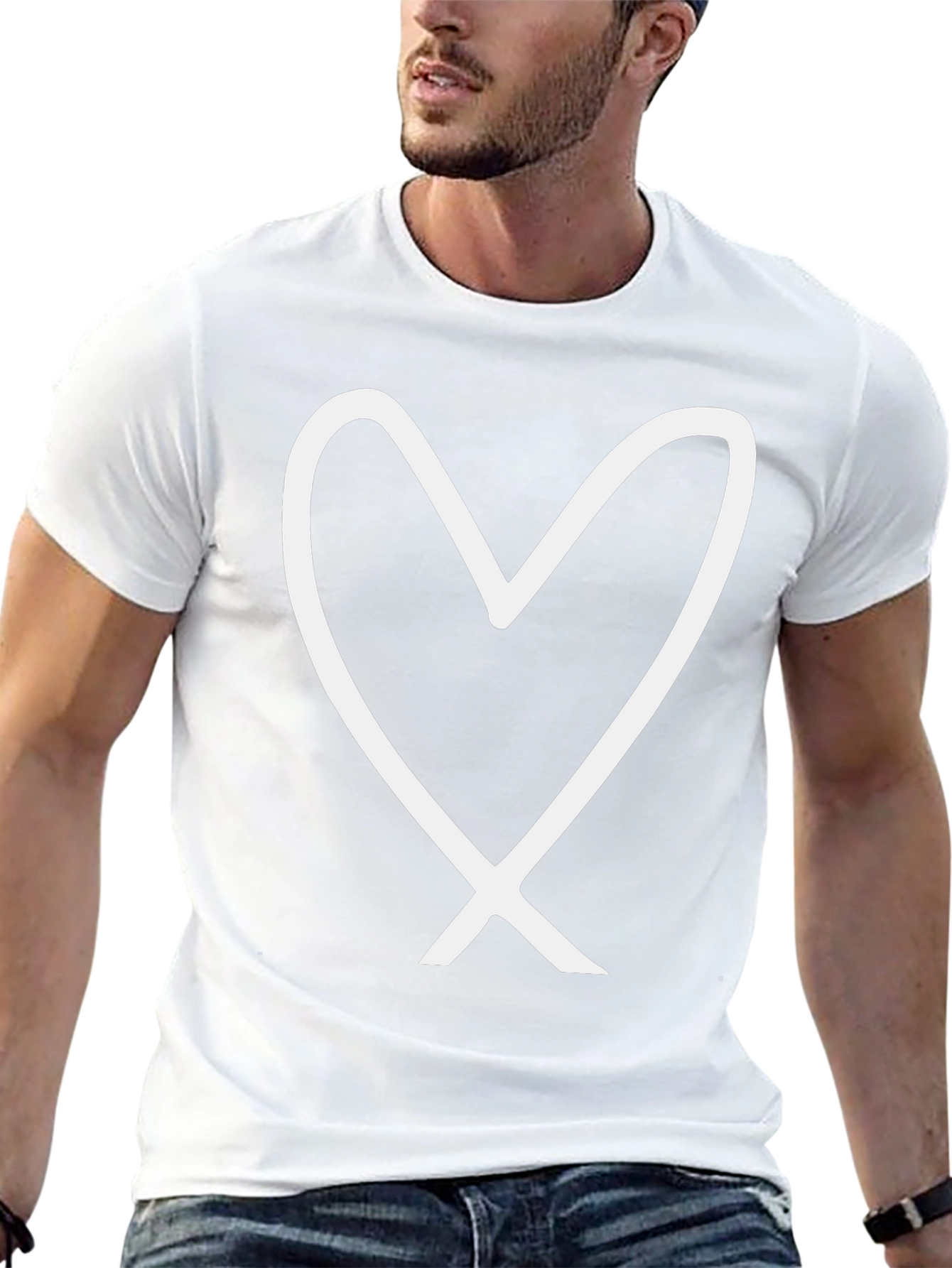 Heart Outline Black Graphic Tee