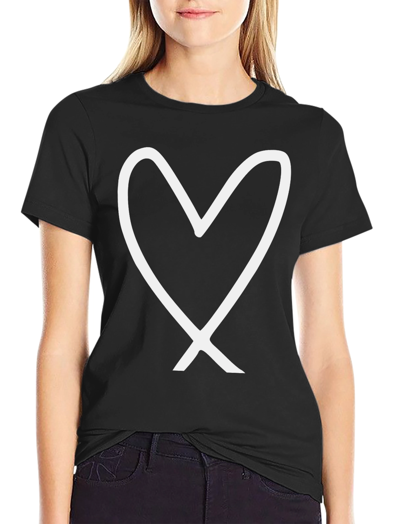 Heart Outline Black Graphic Tee