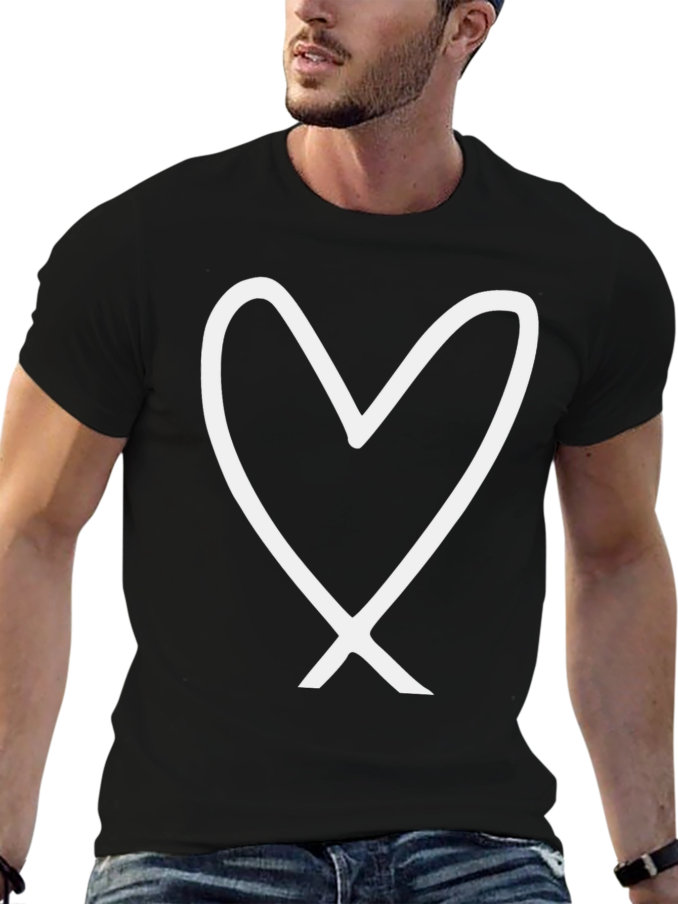 Heart Outline Black Graphic Tee