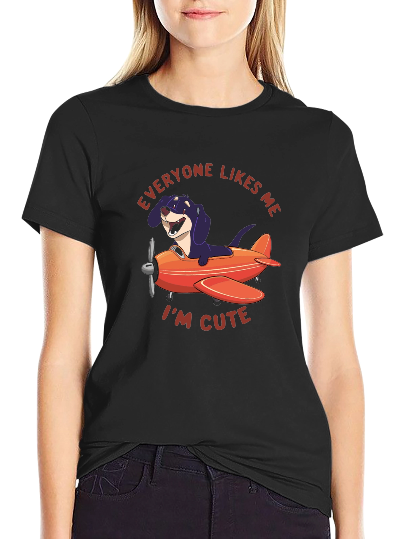 Funny Dog Airplane T-Shirt - Everyone Likes Me!