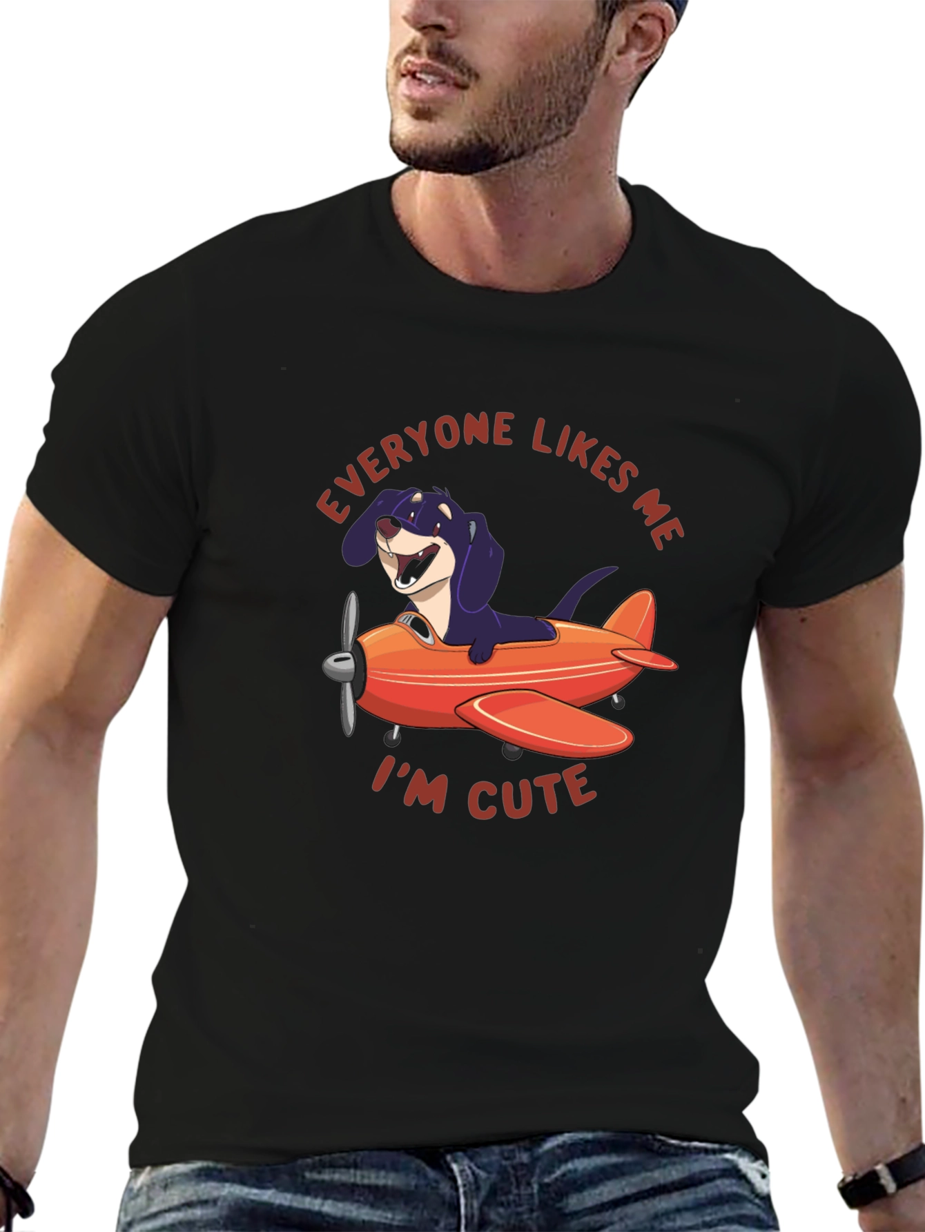 Funny Dog Airplane T-Shirt - Everyone Likes Me!