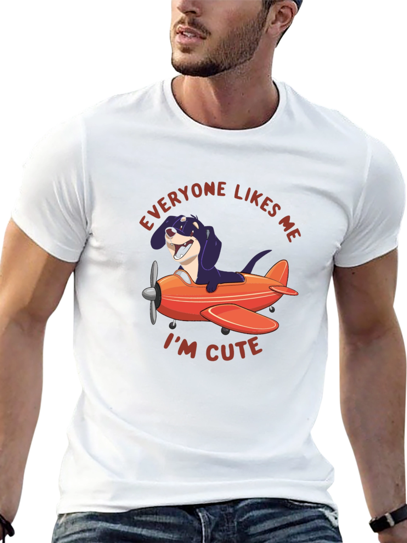 Funny Dog Airplane T-Shirt - Everyone Likes Me!