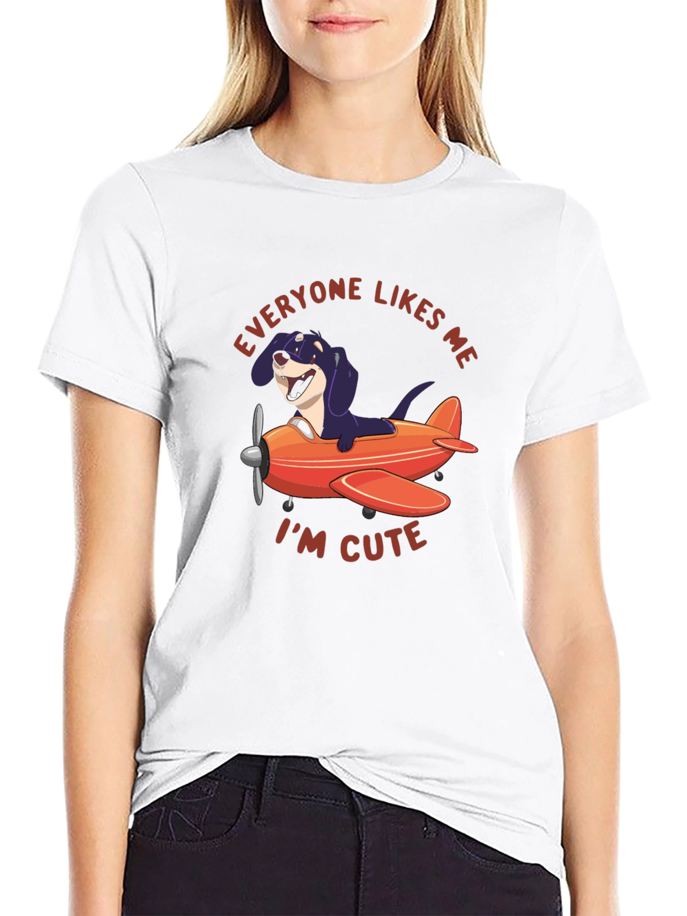 Funny Dog Airplane T-Shirt - Everyone Likes Me!