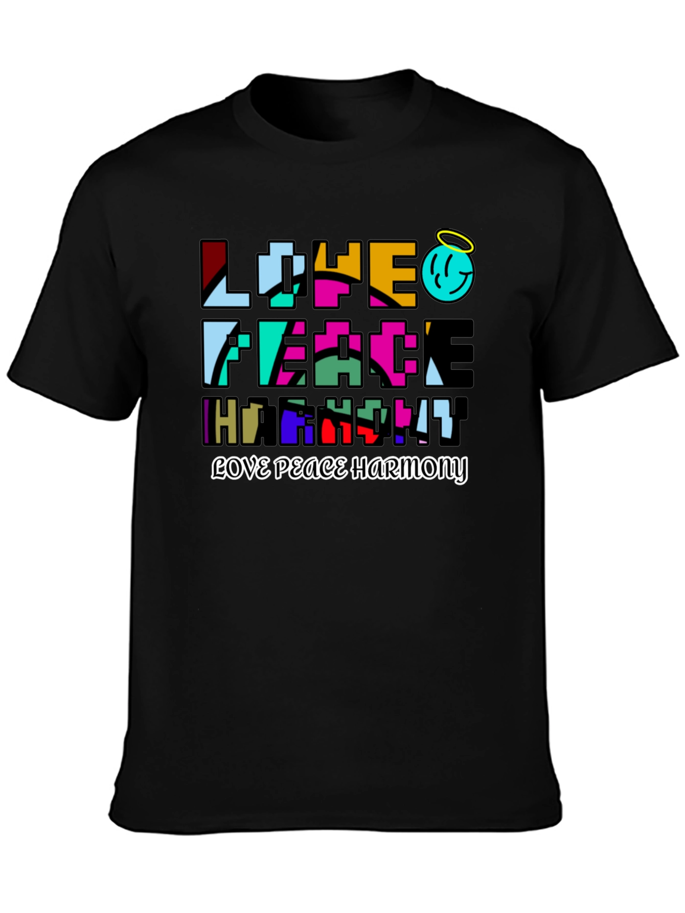 Love Peace Harmony Graphic T-Shirt - Black