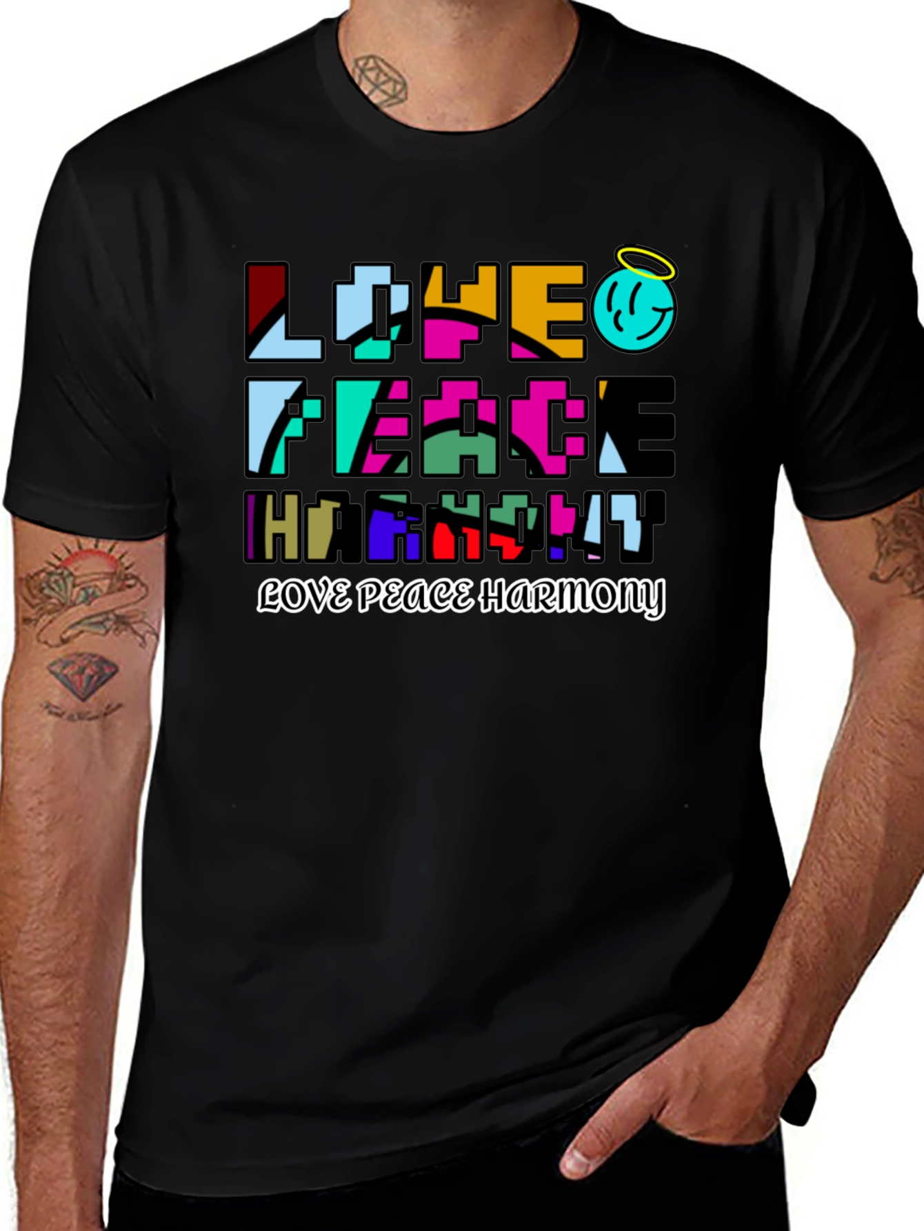 Love Peace Harmony Graphic T-Shirt - Black