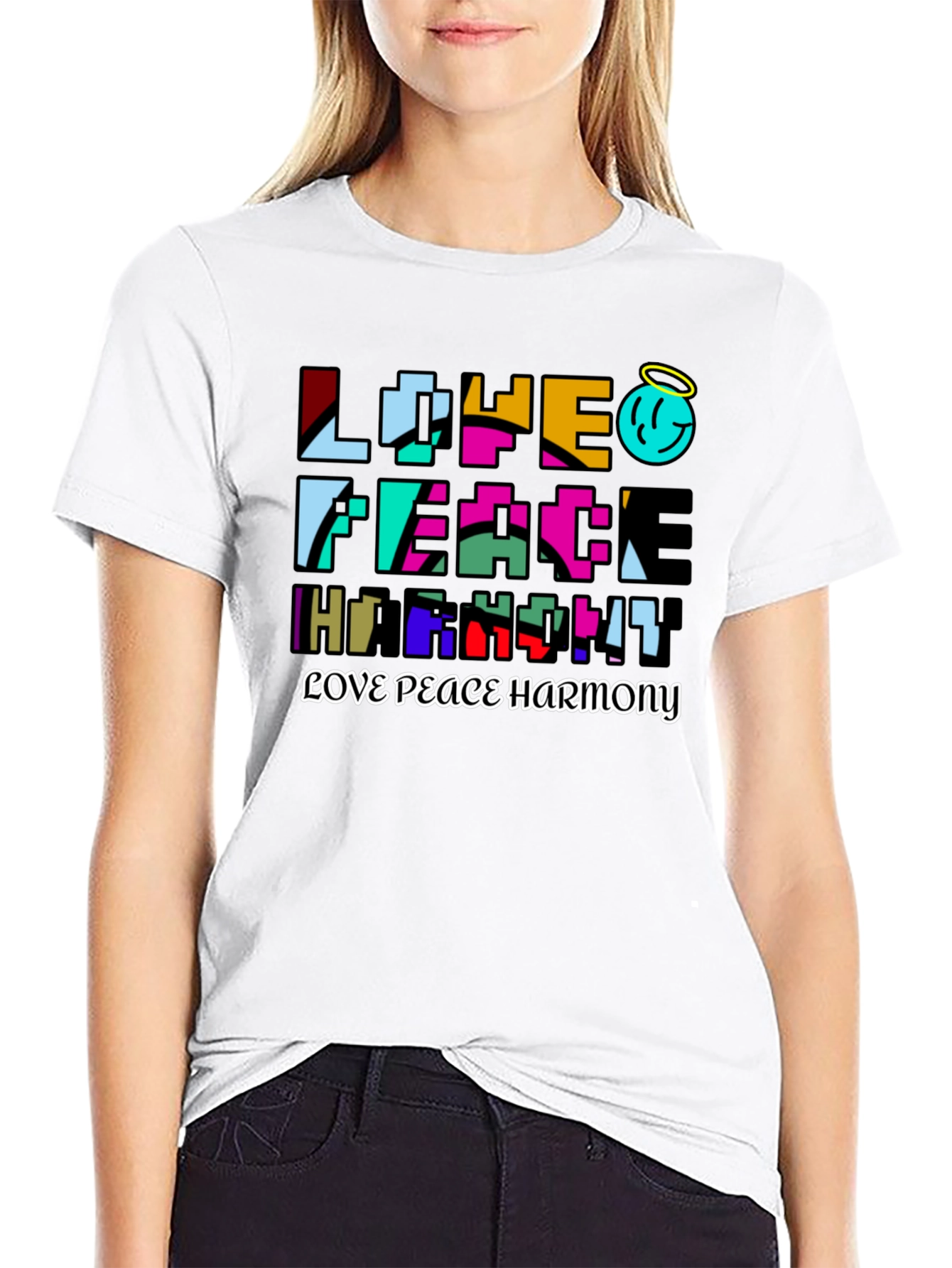 Love Peace Harmony Graphic T-Shirt - Black