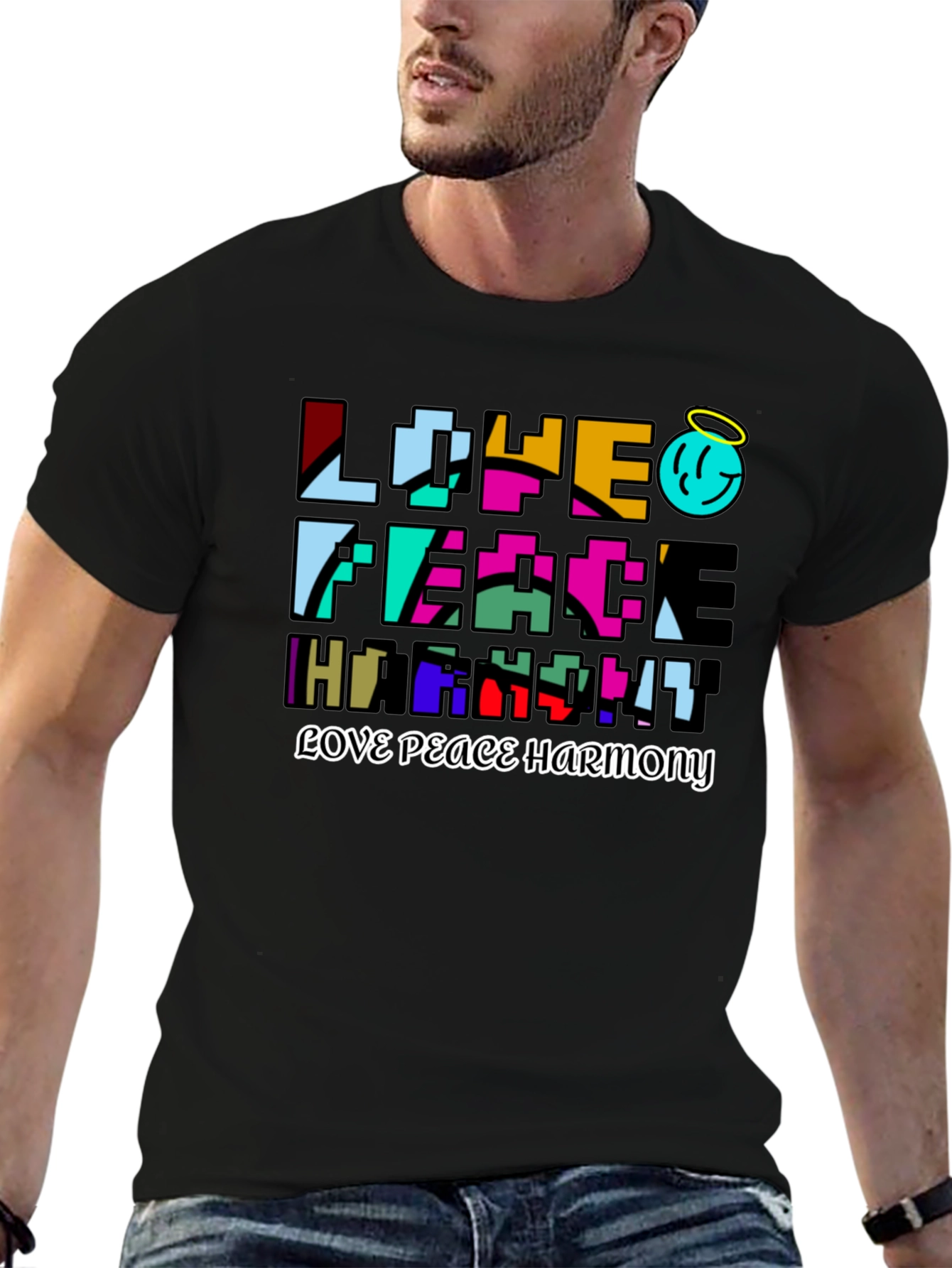 Love Peace Harmony Graphic T-Shirt - Black