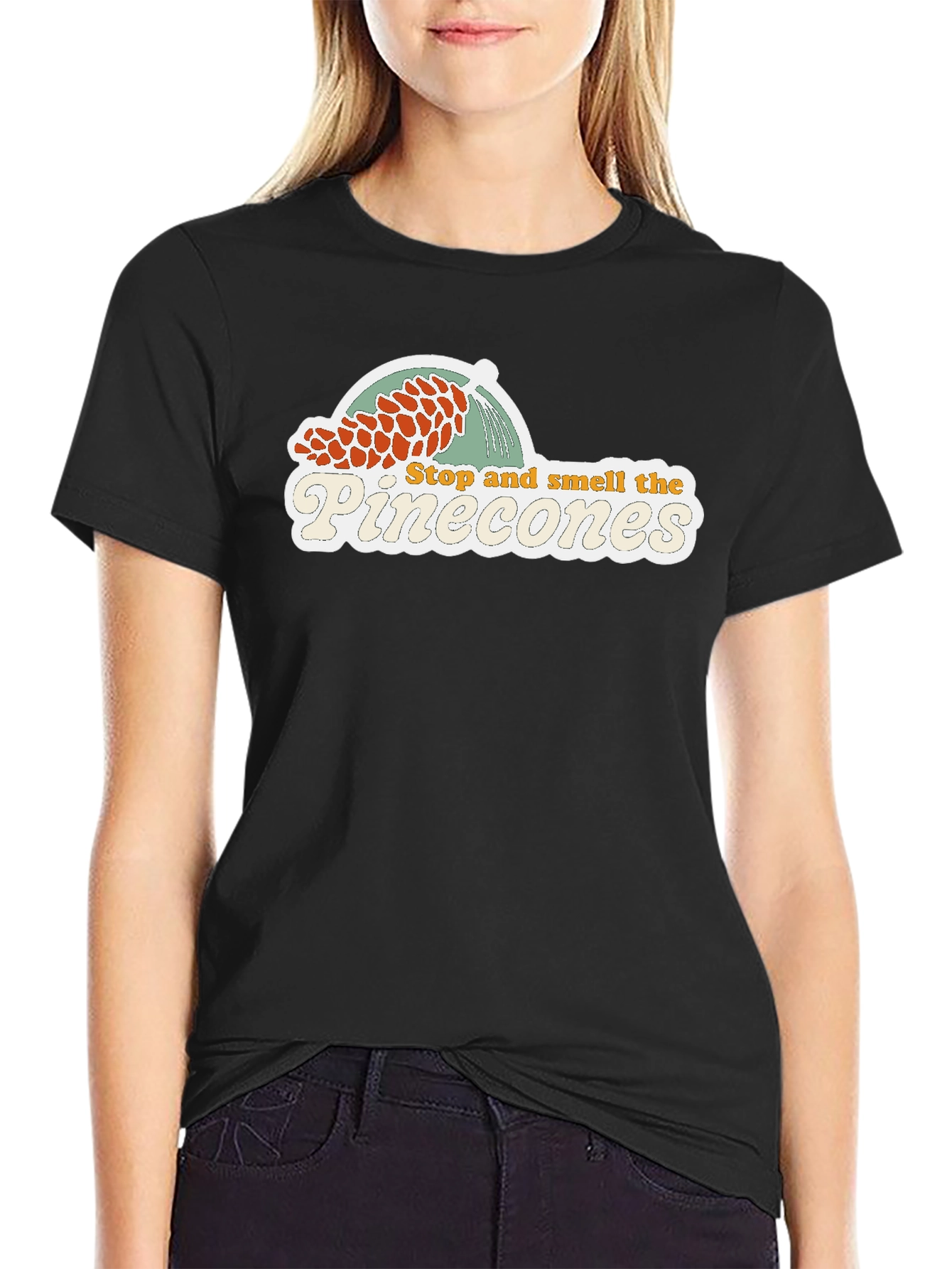 Stop and Smell the Pinecones Graphic Tee - Black