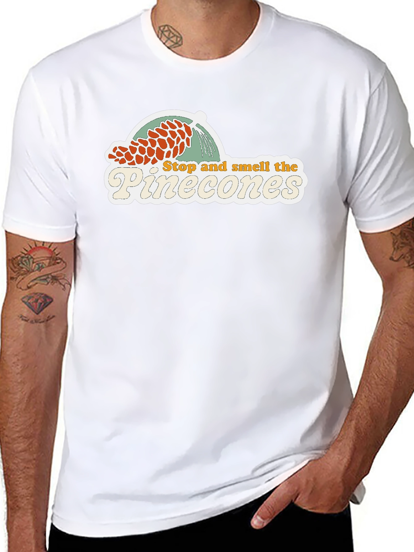 Stop and Smell the Pinecones Graphic Tee - Black