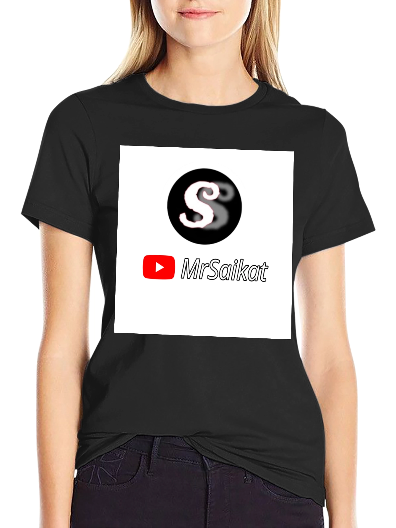 MrSaikat Logo Black T-Shirt